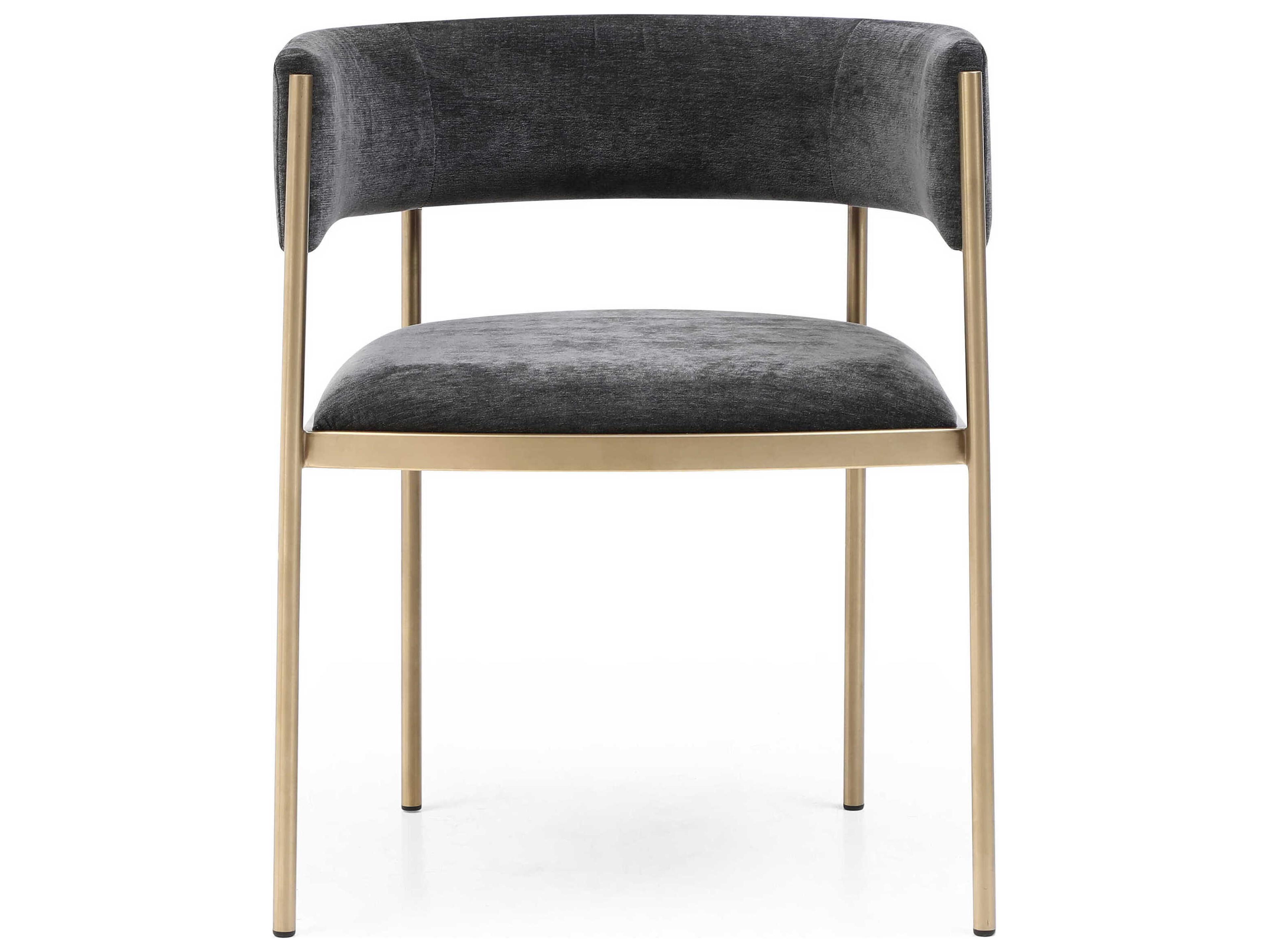 Whiteline Modern Living Envie Gold Upholstered Arm Dining Chair Set of 2