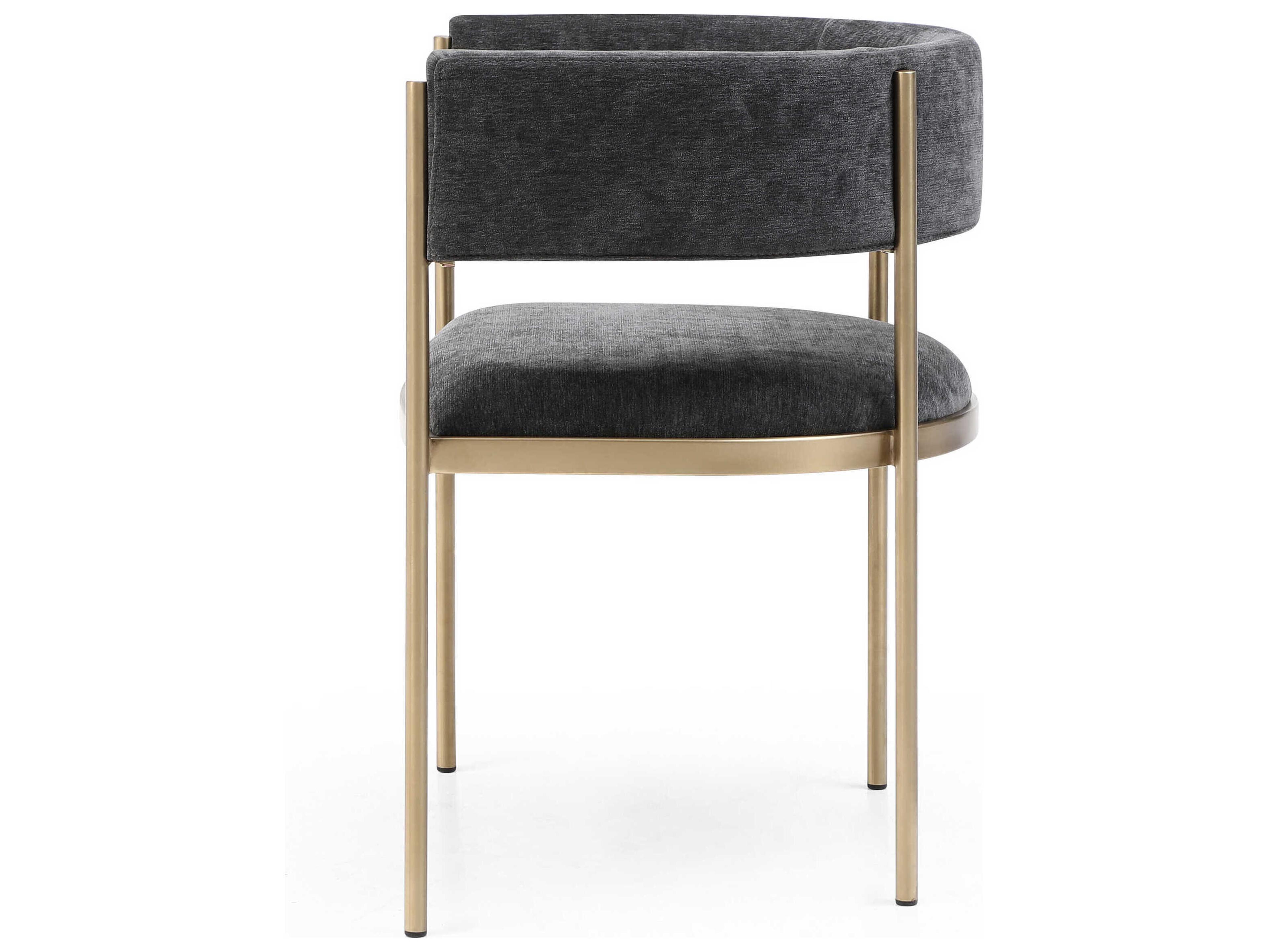 Whiteline Modern Living Envie Gold Upholstered Arm Dining Chair Set of 2