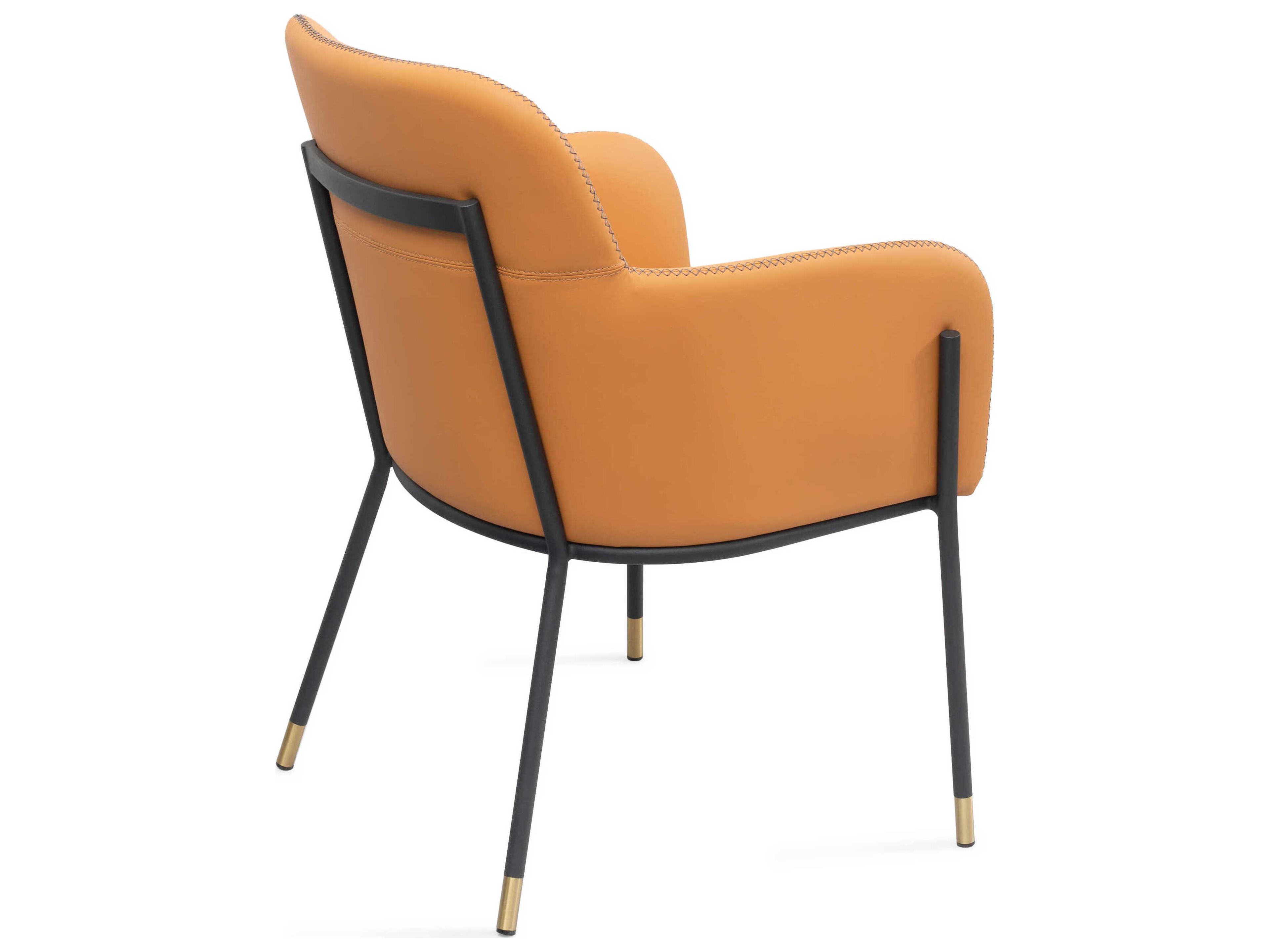 Whiteline Modern Living Heidi Orange Faux Leather Arm Dining Chair