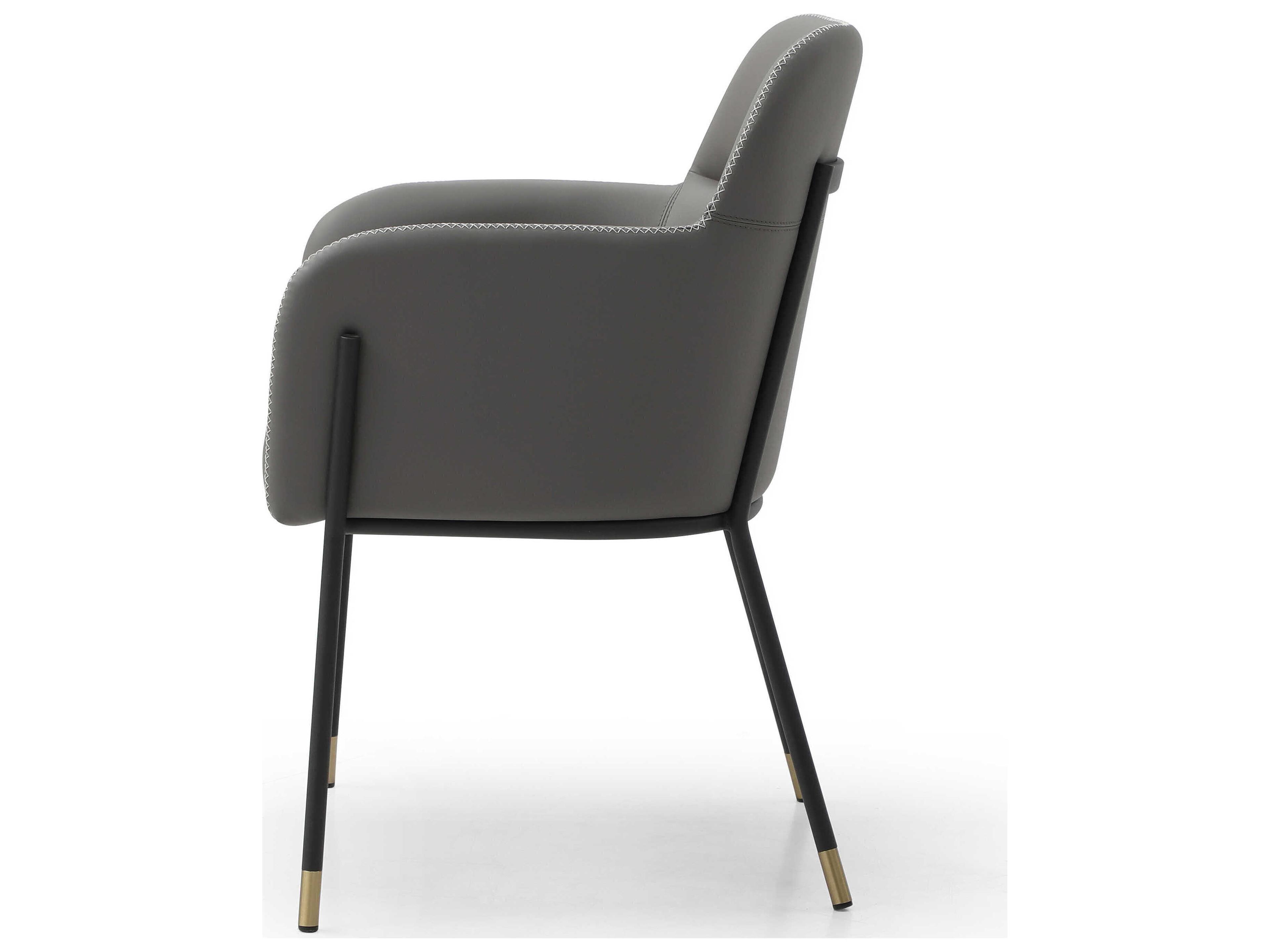 Whiteline Modern Living Heidi Black Faux Leather Arm Dining Chair