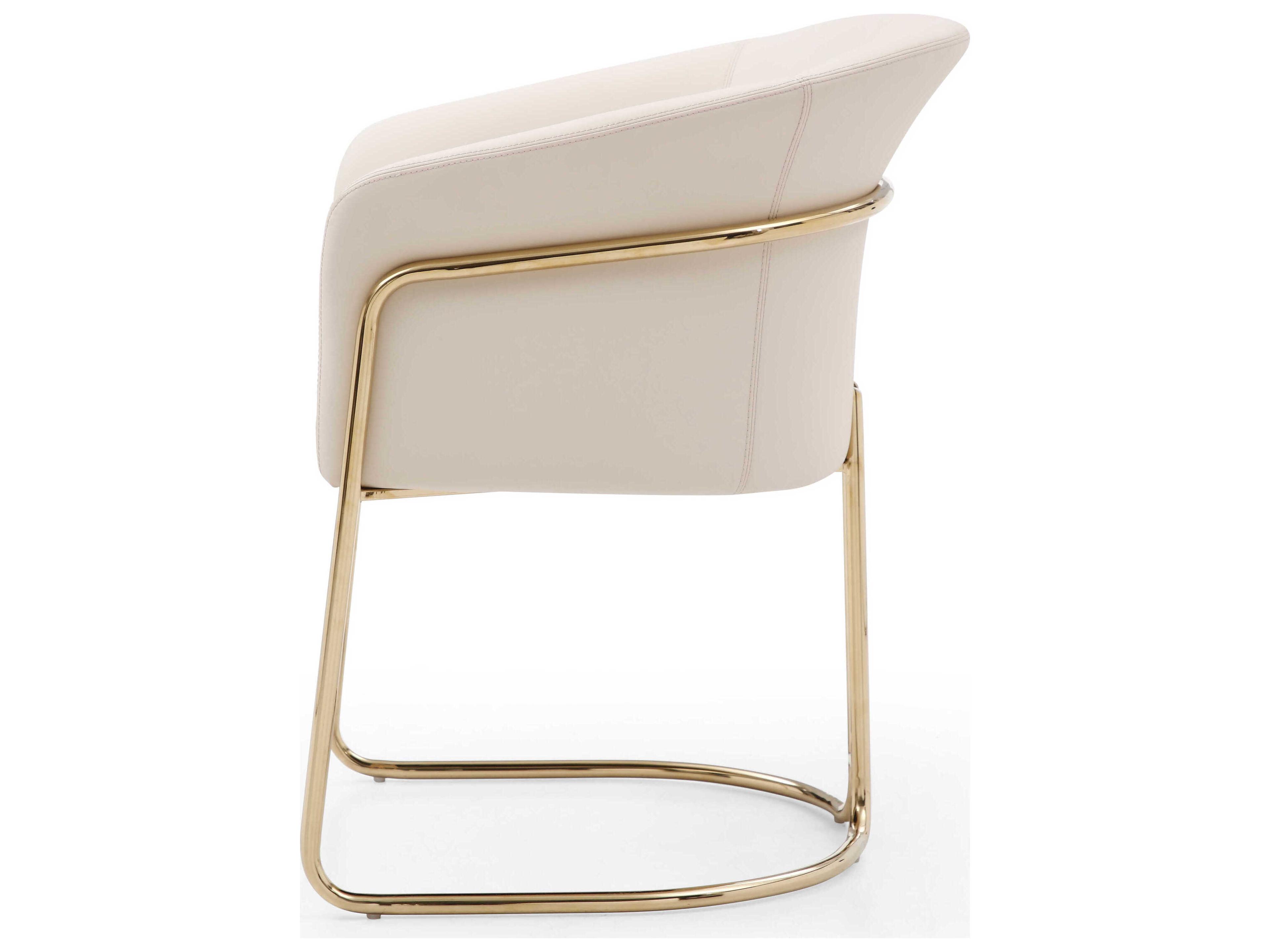 Whiteline Modern Living Jolie Beige Faux Leather Arm Dining Chair