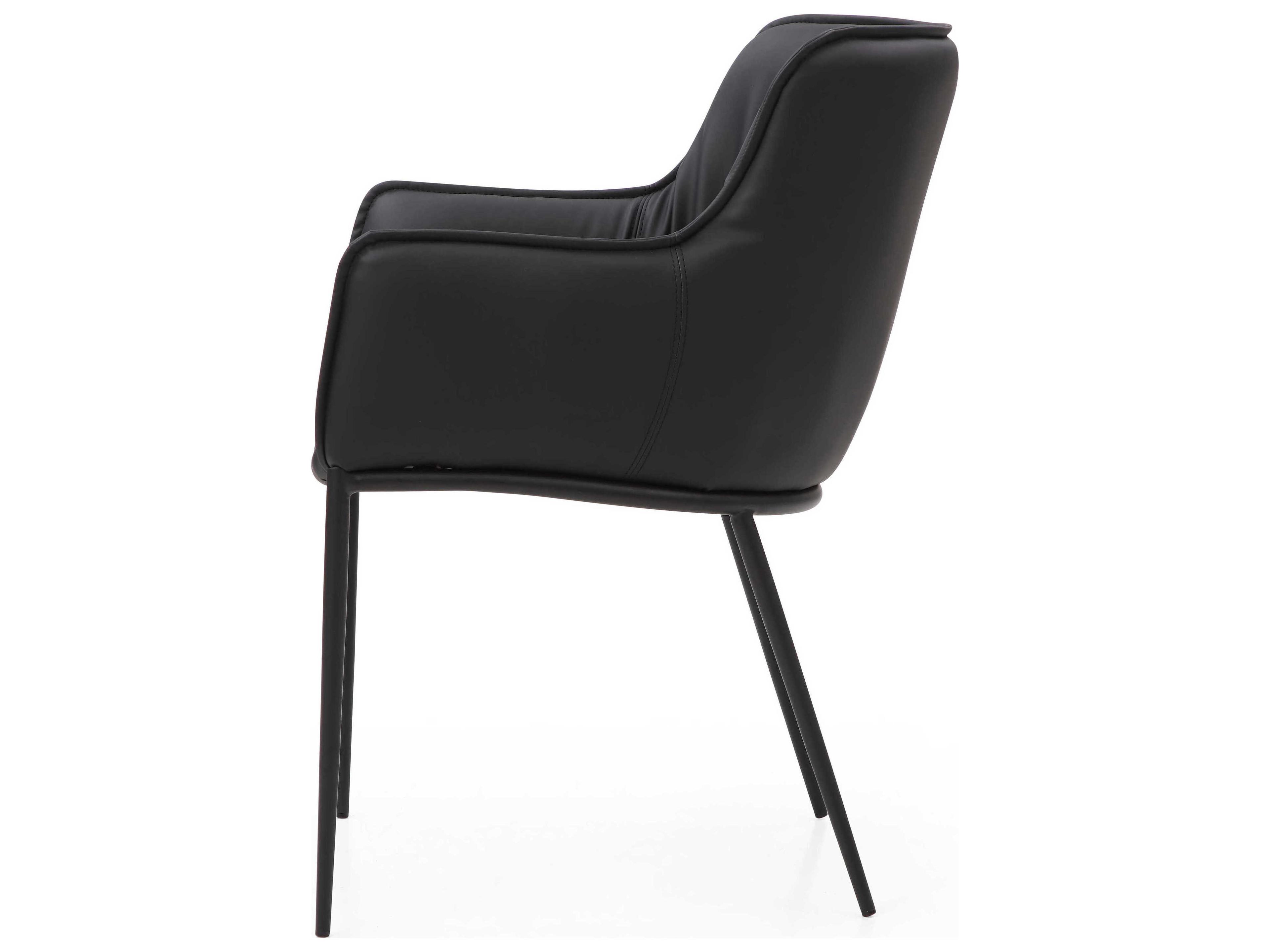Whiteline Modern Living Tiffany Black Faux Leather Arm Dining Chair