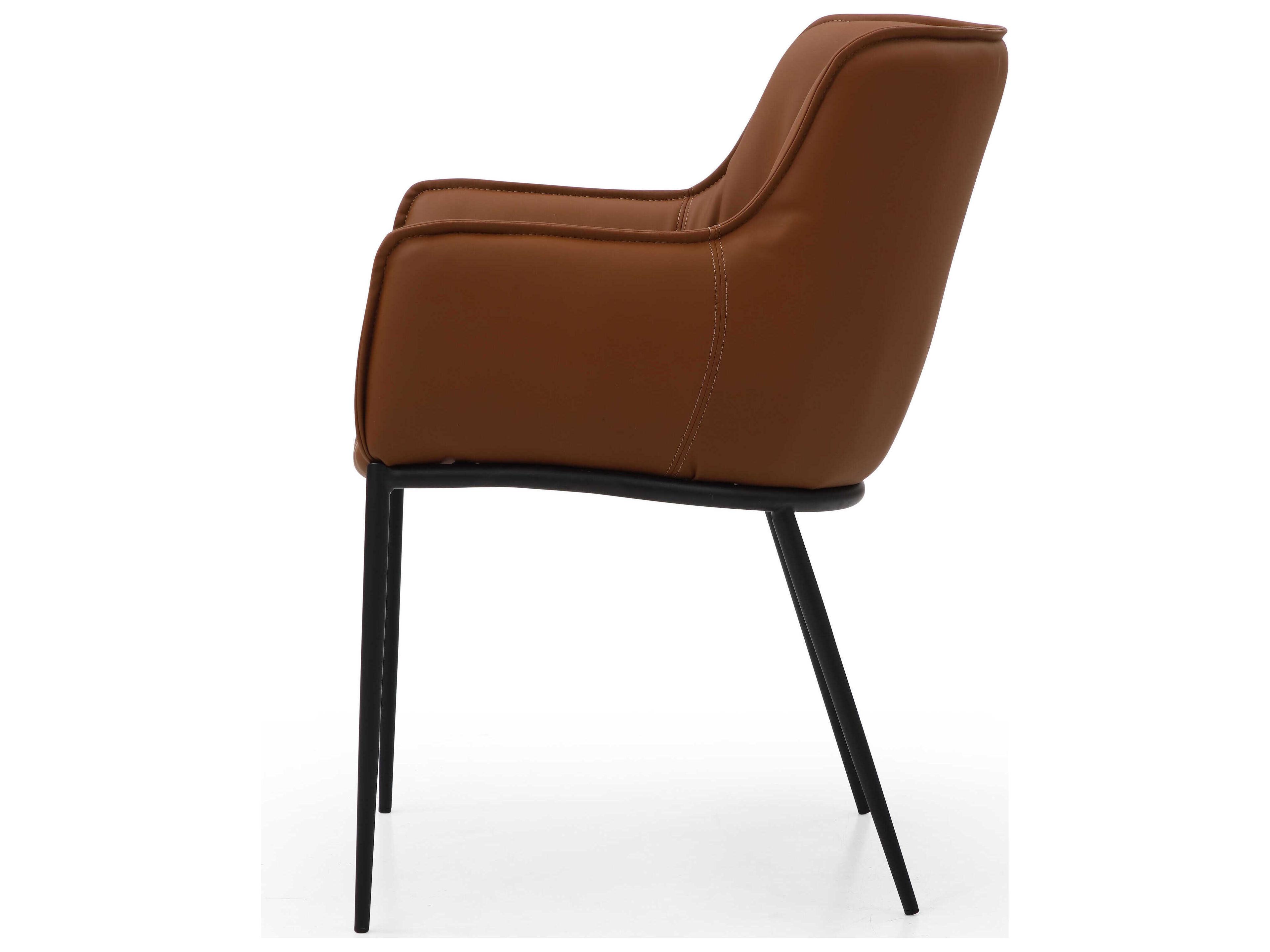 Whiteline Modern Living Tiffany Brown Faux Leather Arm Dining Chair
