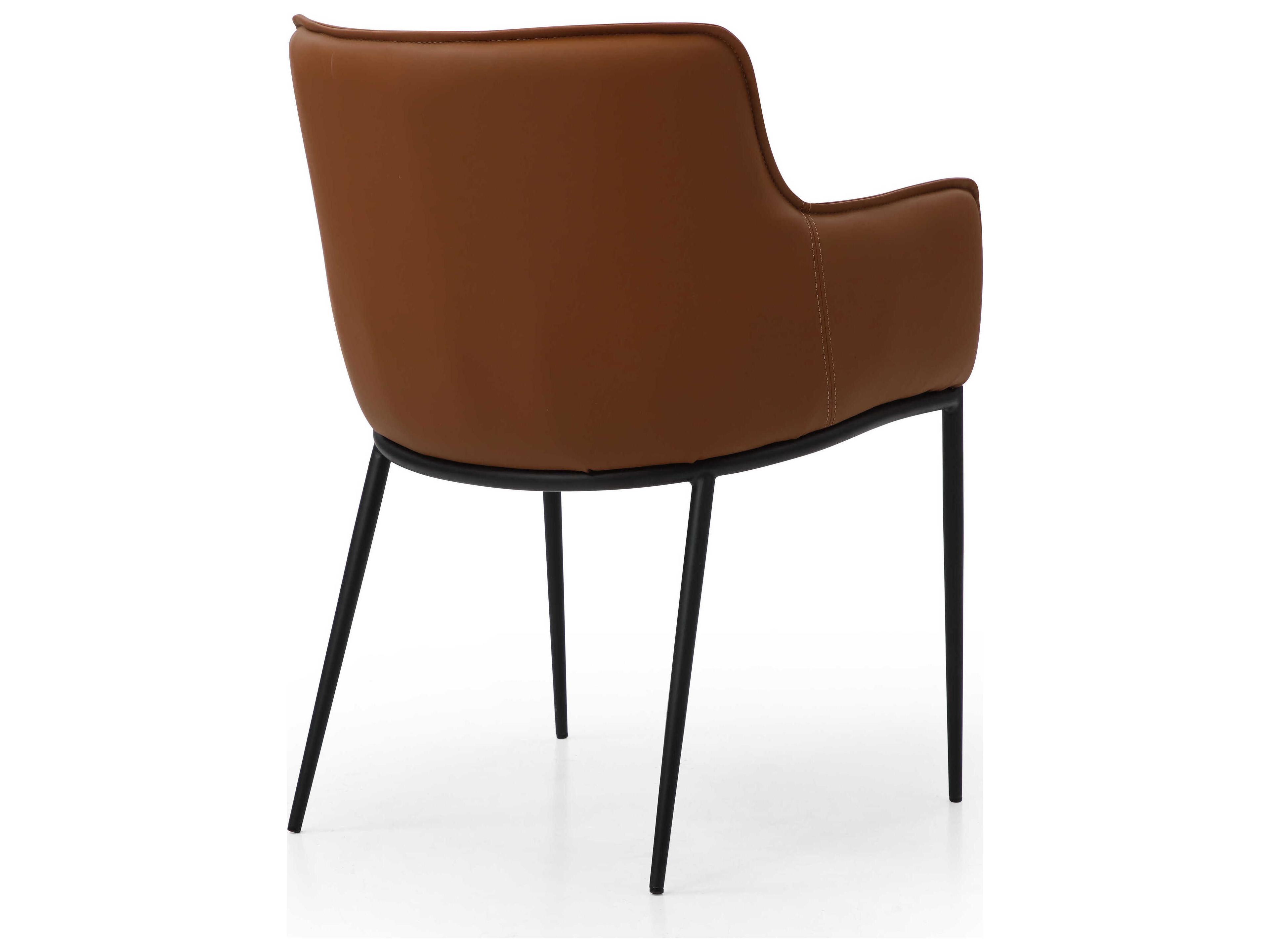 Whiteline Modern Living Tiffany Brown Faux Leather Arm Dining Chair