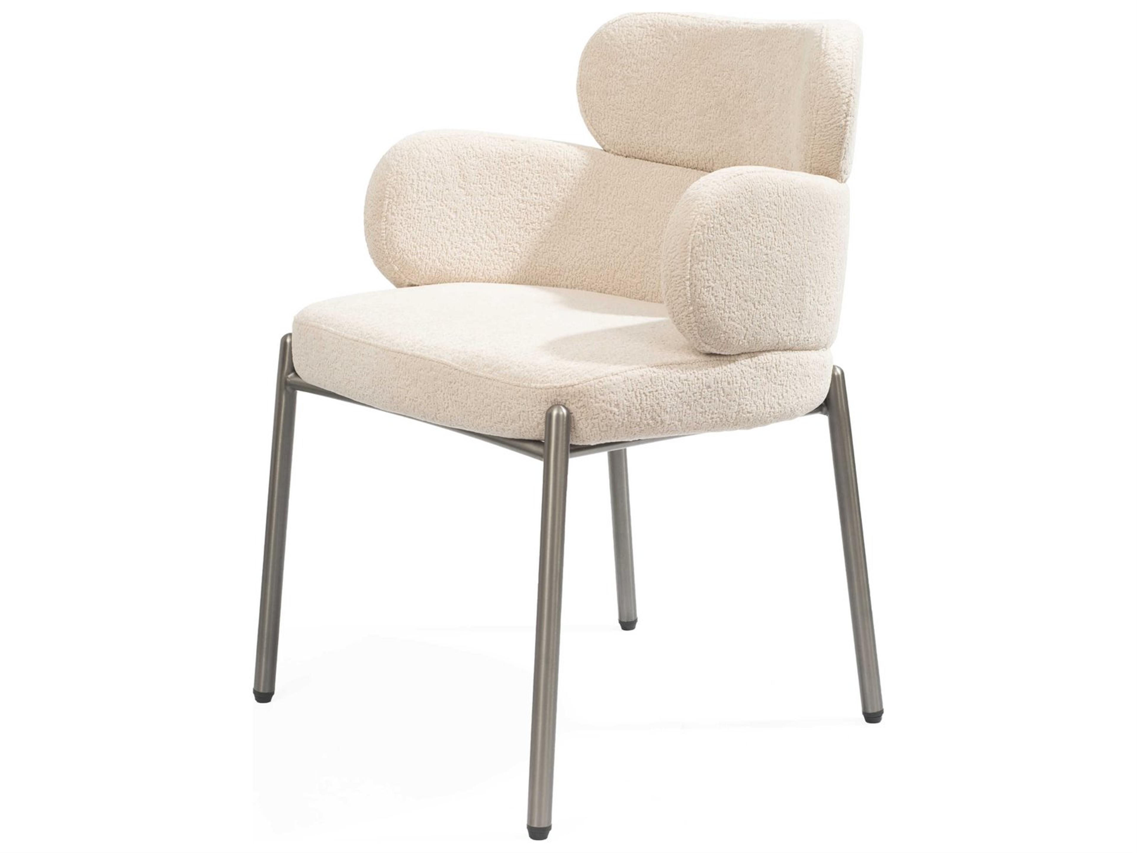 Adele Beige Upholstered Arm Dining Chair