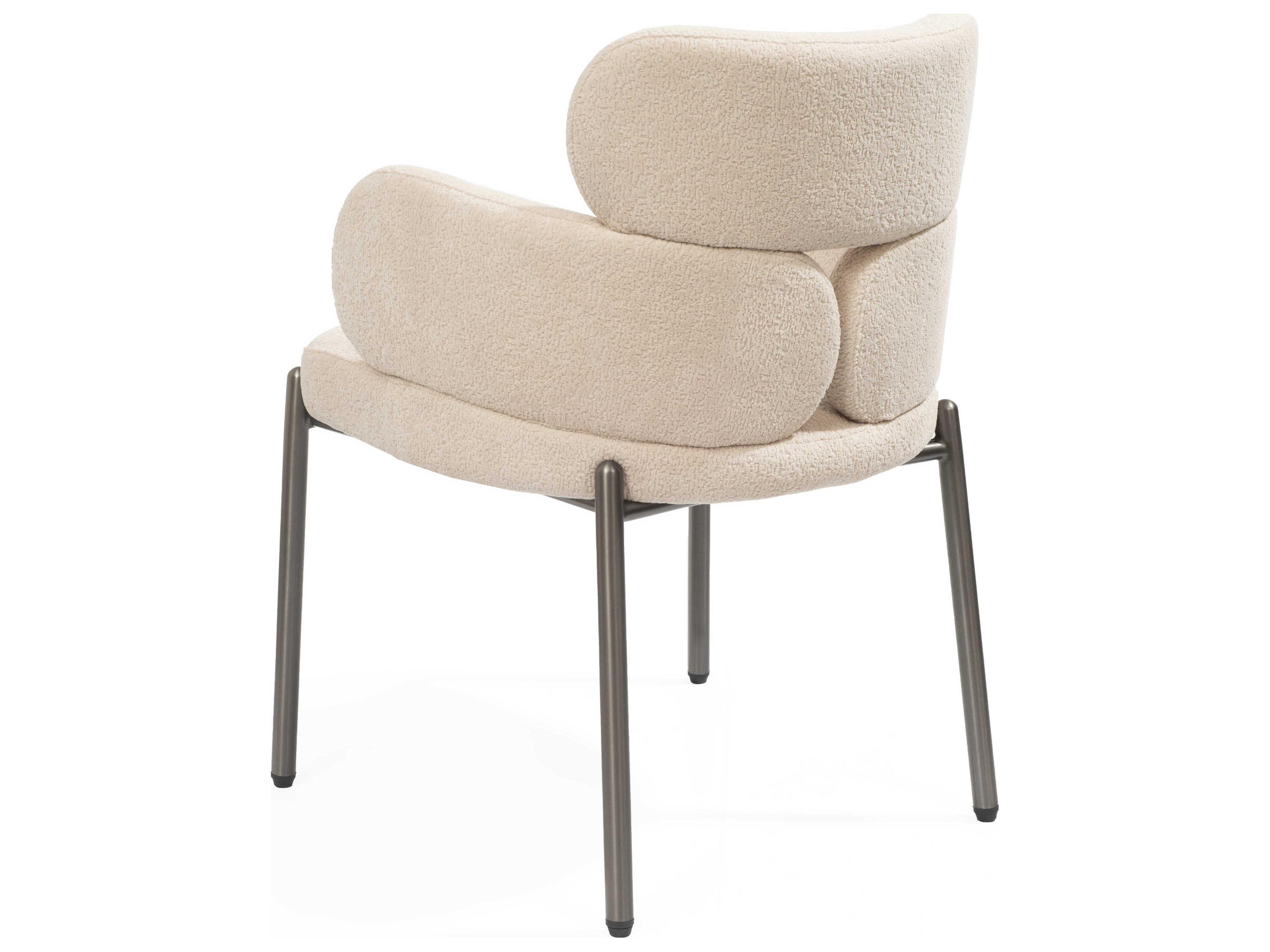 Whiteline Modern Living Adele Beige Upholstered Arm Dining Chair