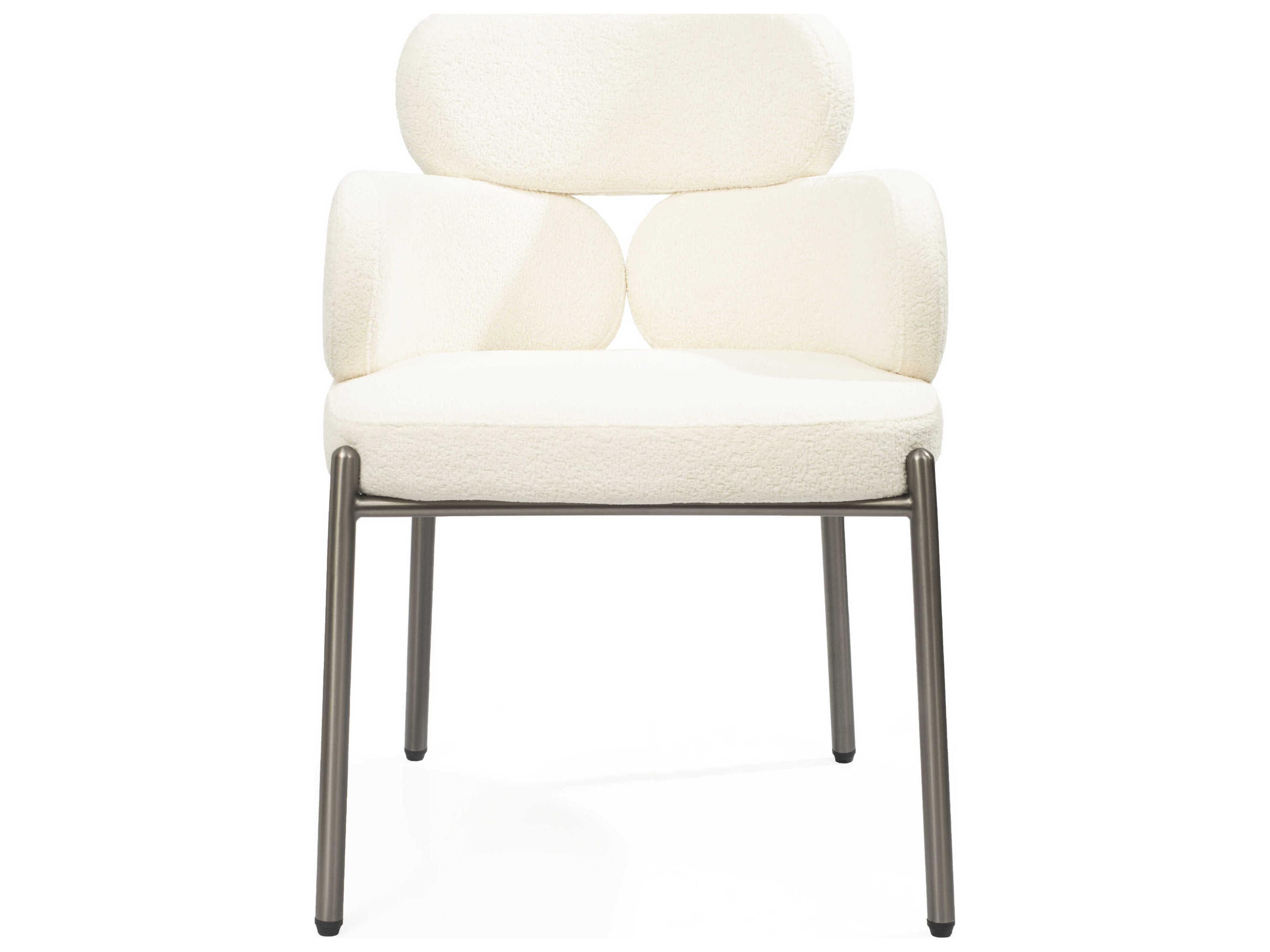 Whiteline Modern Living Adele White Upholstered Arm Dining Chair