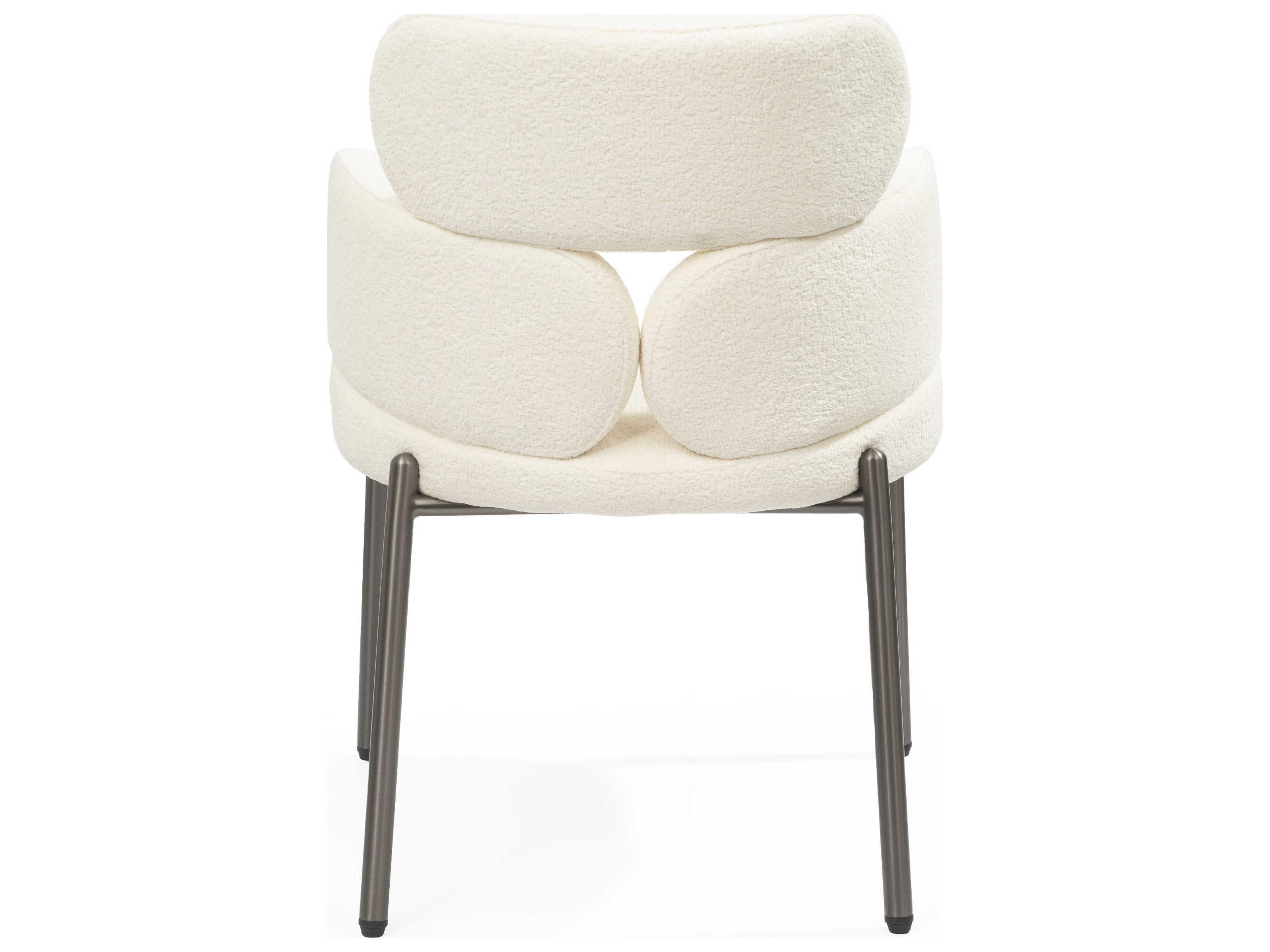 Whiteline Modern Living Adele White Upholstered Arm Dining Chair