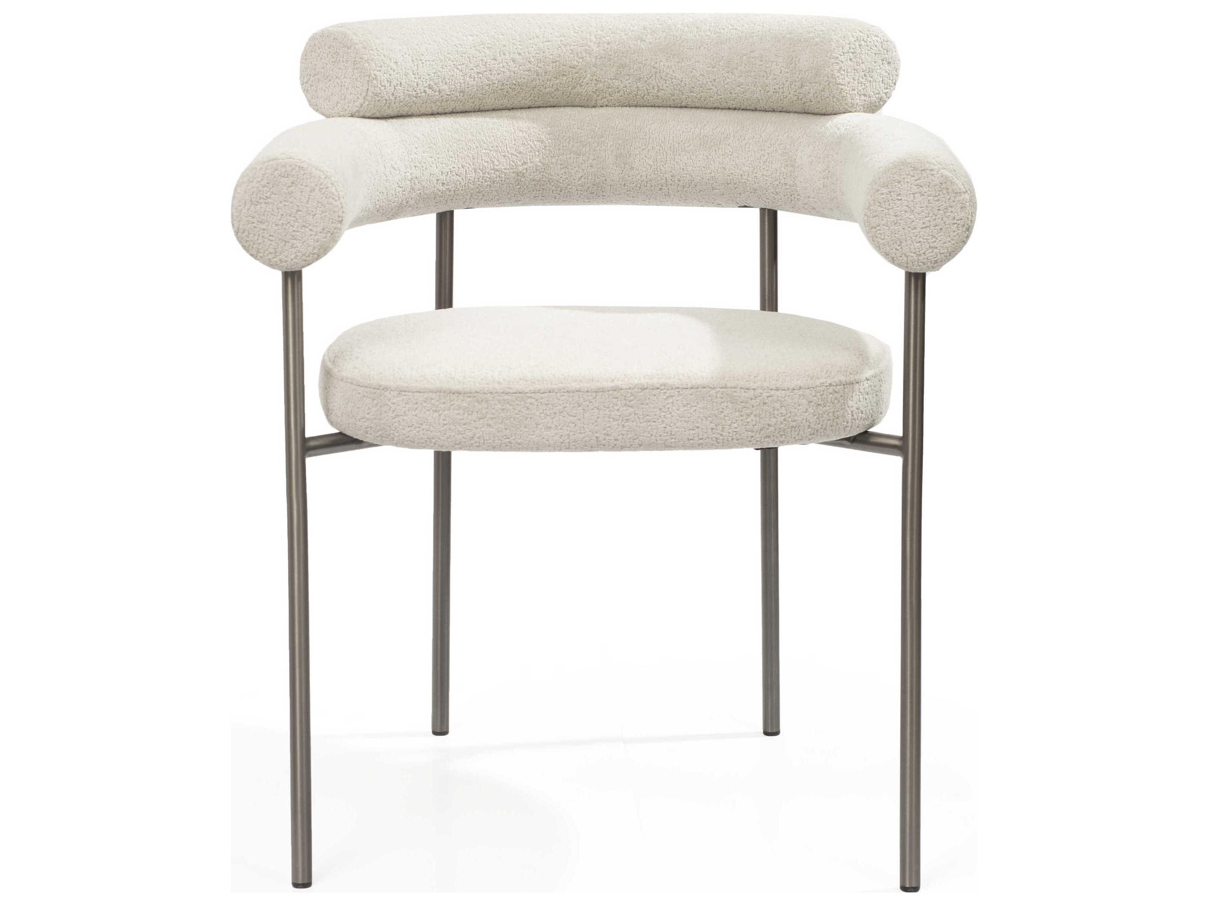 Whiteline Modern Living Ella Gray Upholstered Arm Dining Chair Set of 2