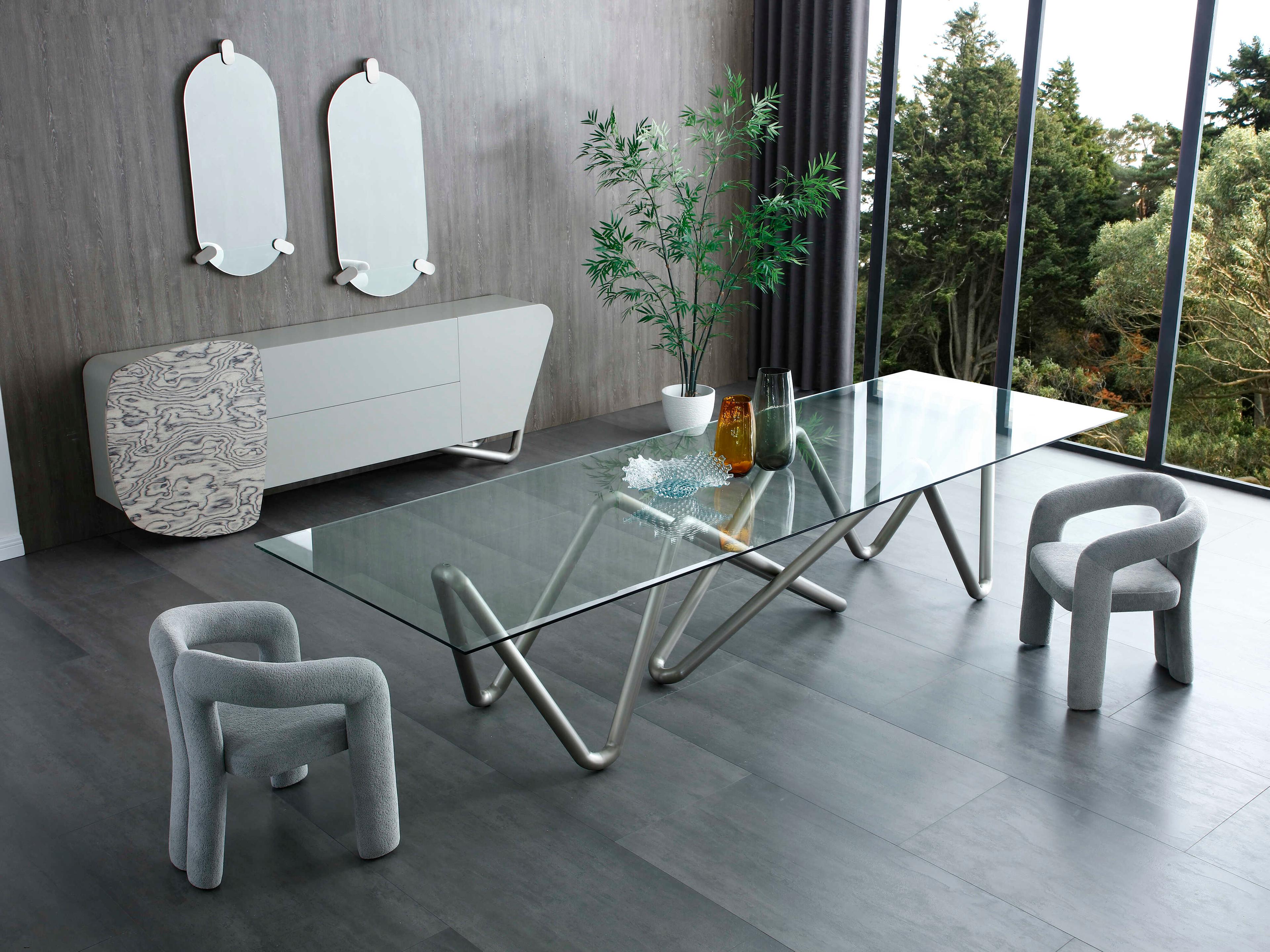 Whiteline Modern Living Mirage Gray Upholstered Arm Dining Chair