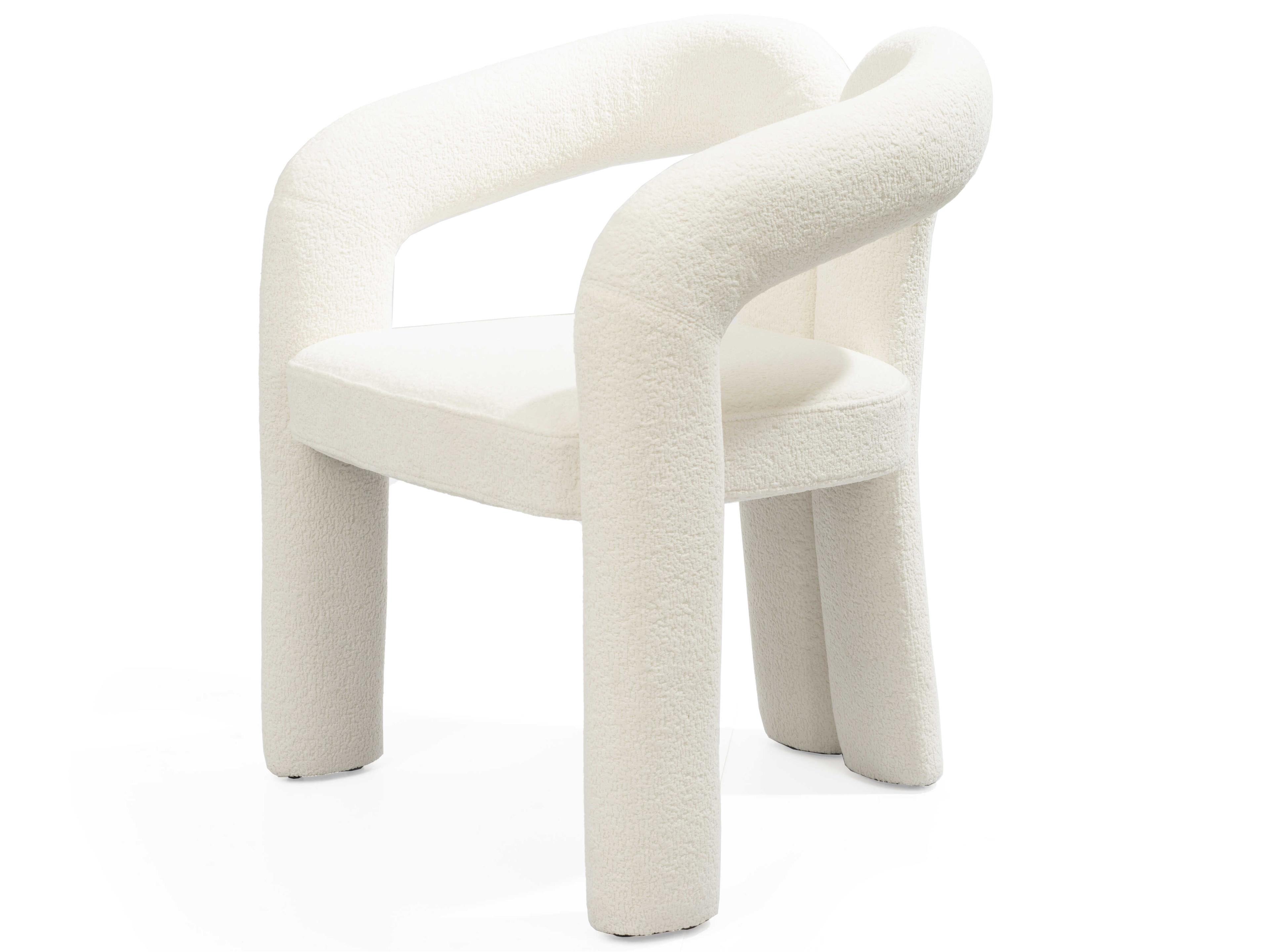 Whiteline Modern Living Mirage White Upholstered Arm Dining Chair