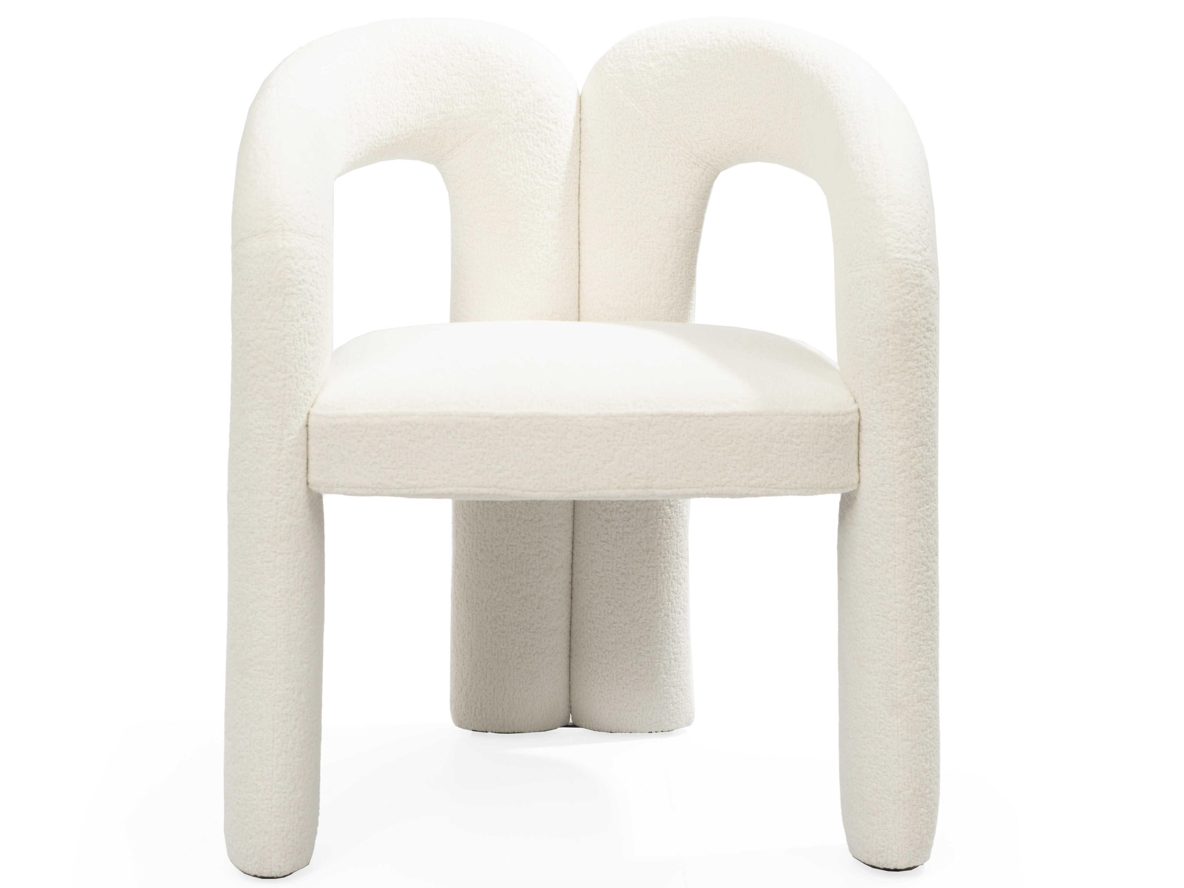 Whiteline Modern Living Mirage White Upholstered Arm Dining Chair
