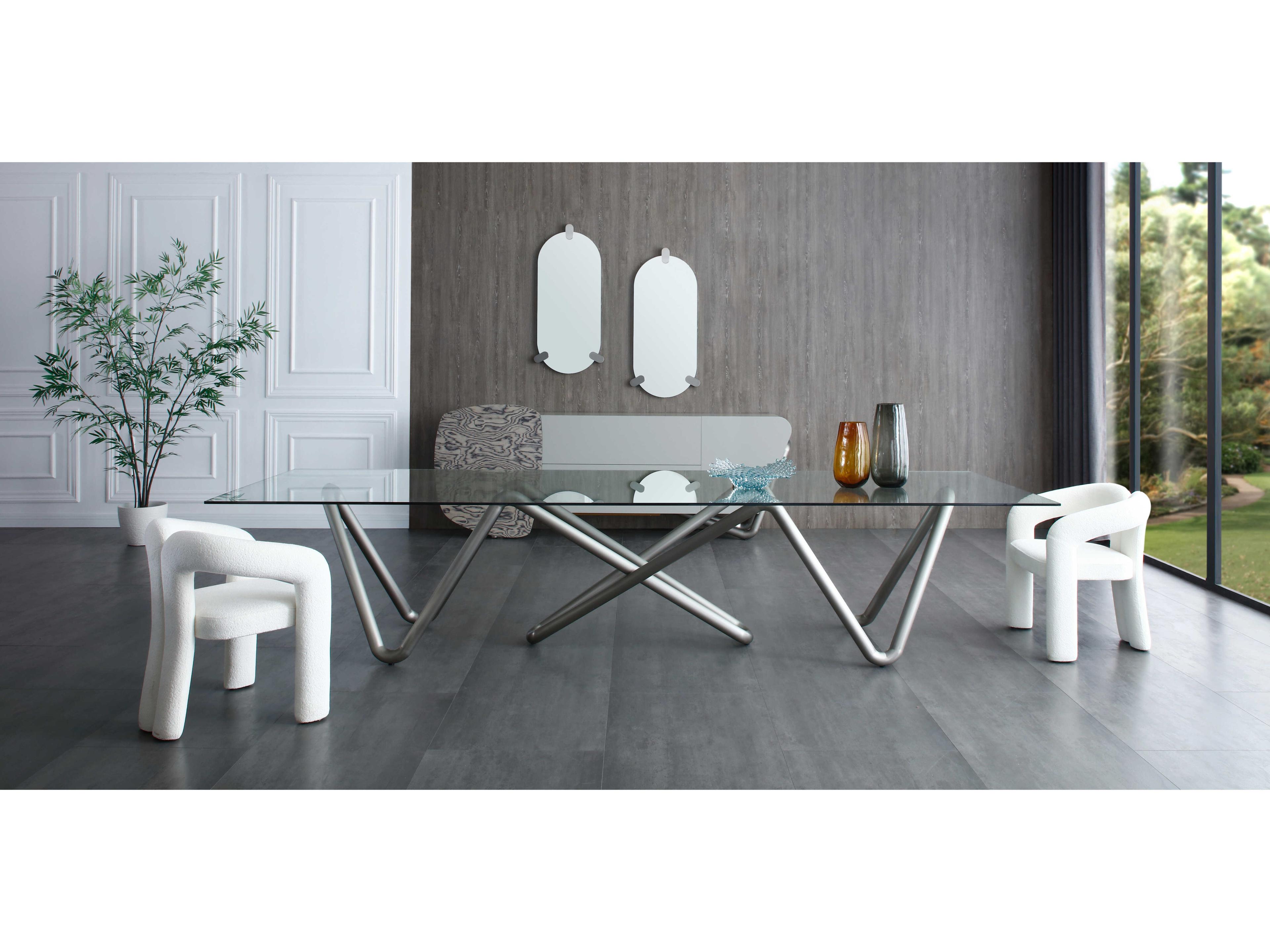 Whiteline Modern Living Mirage White Upholstered Arm Dining Chair