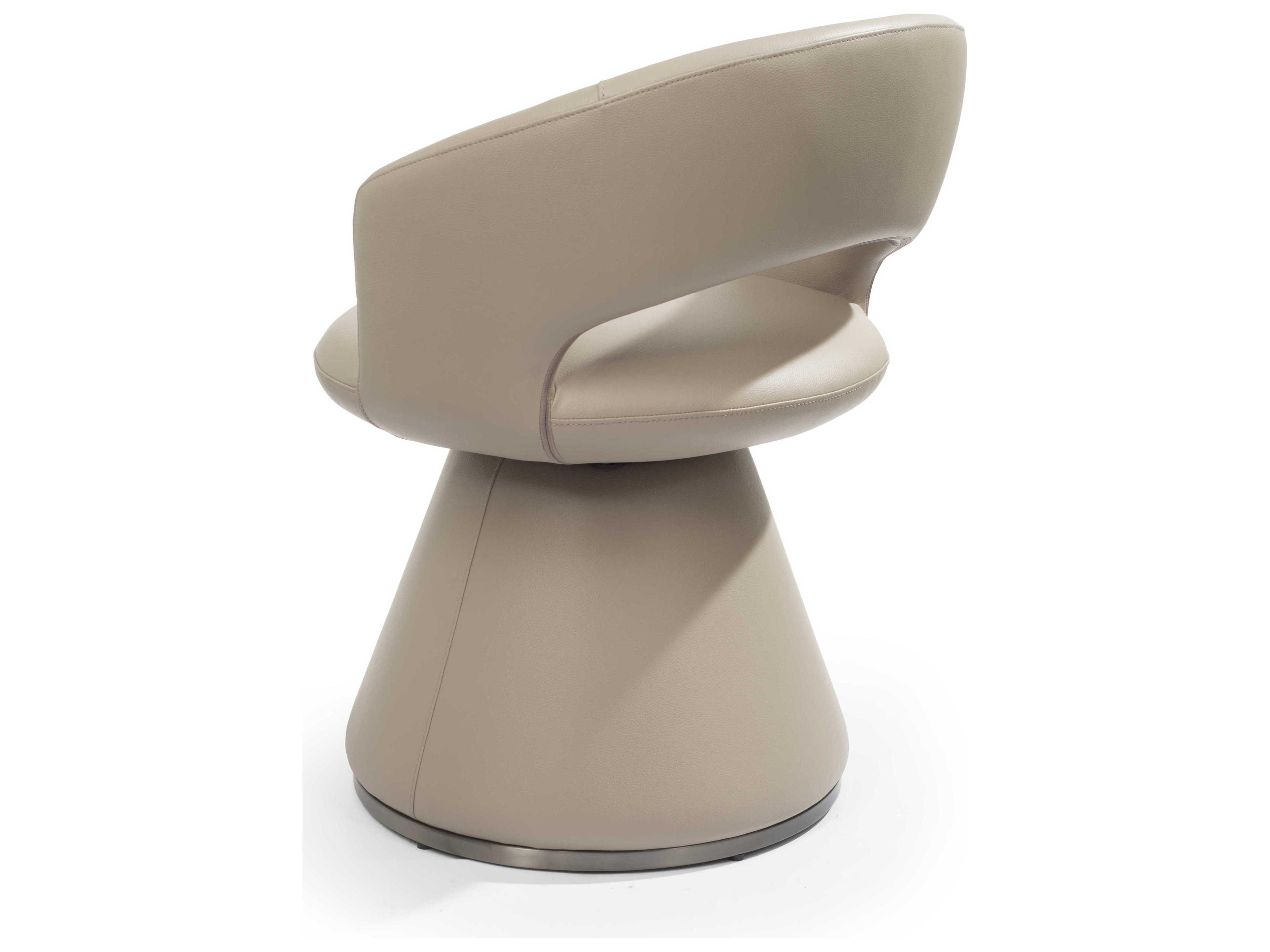 Whiteline Modern Living Portofino Beige Faux Leather Arm Dining Chair