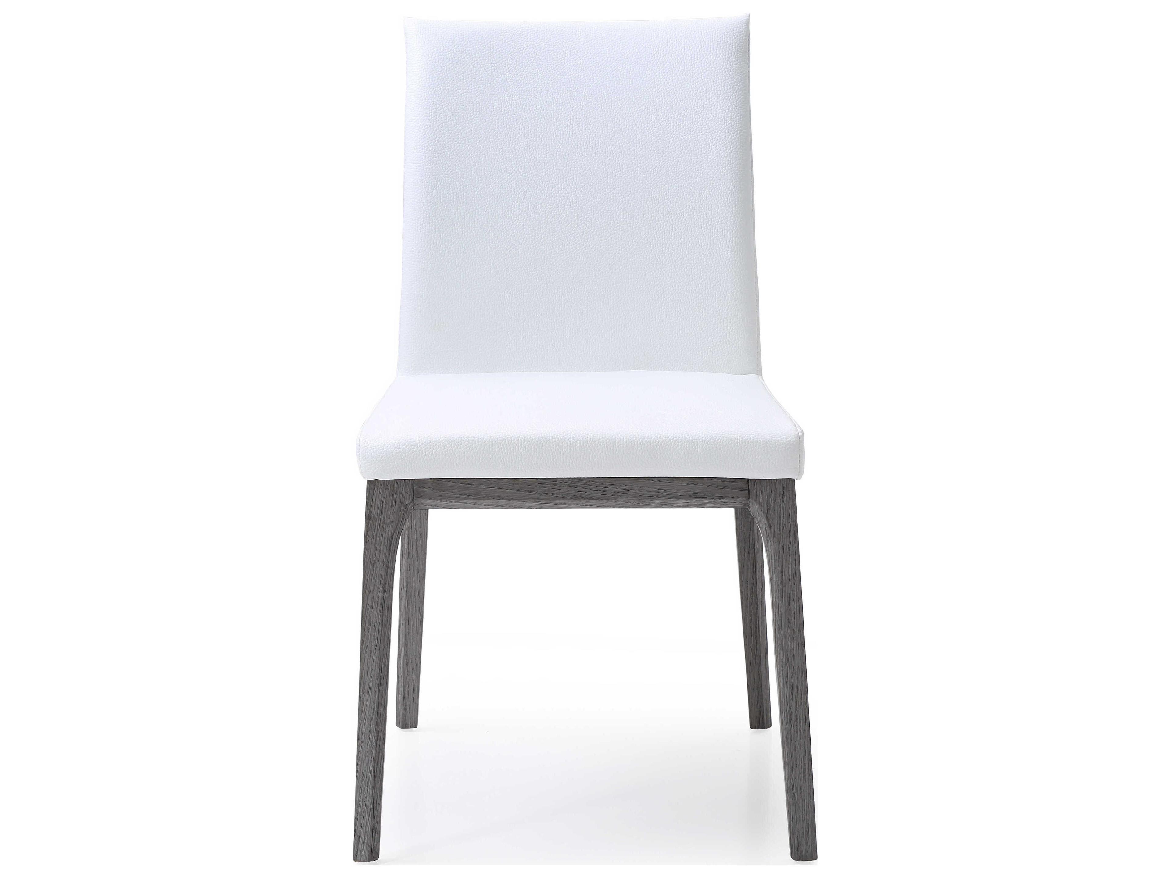 Whiteline Modern Living Stella Oak Wood White Faux Leather Armless Dining Chair Set of 2