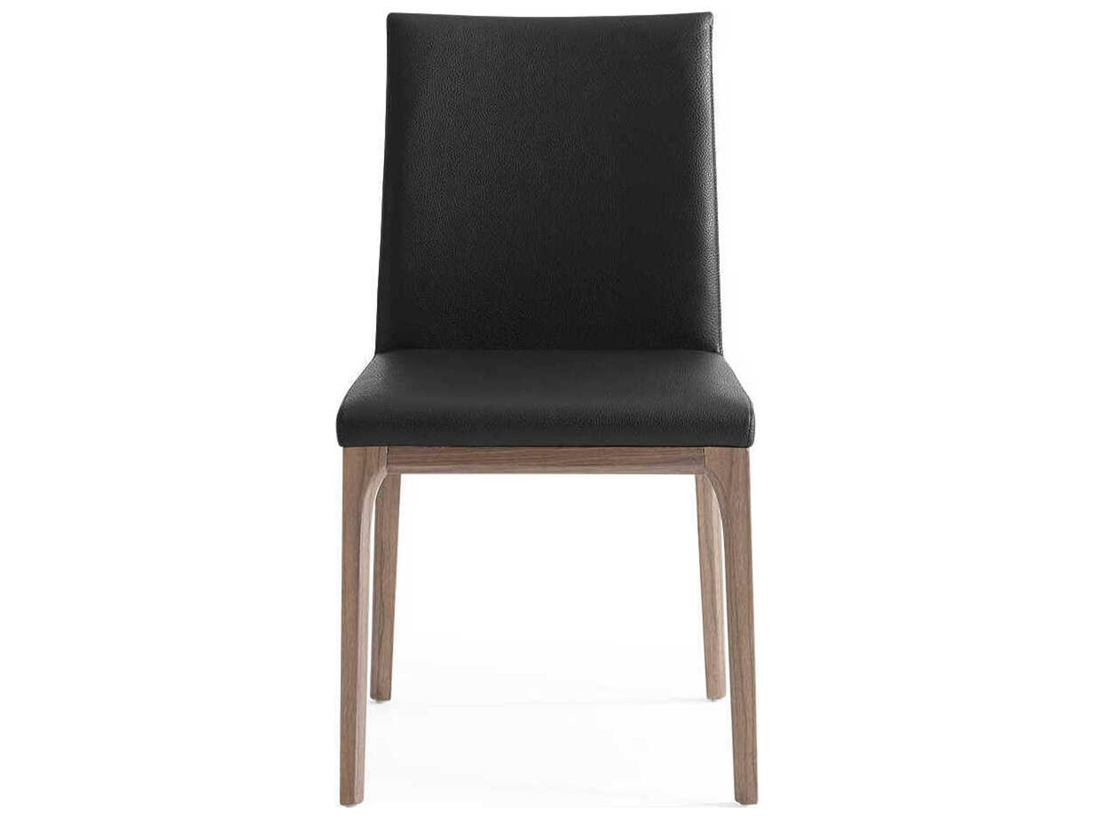 Whiteline Modern Living Stella Walnut Wood Black Faux Leather Armless Dining Chair Set of 2