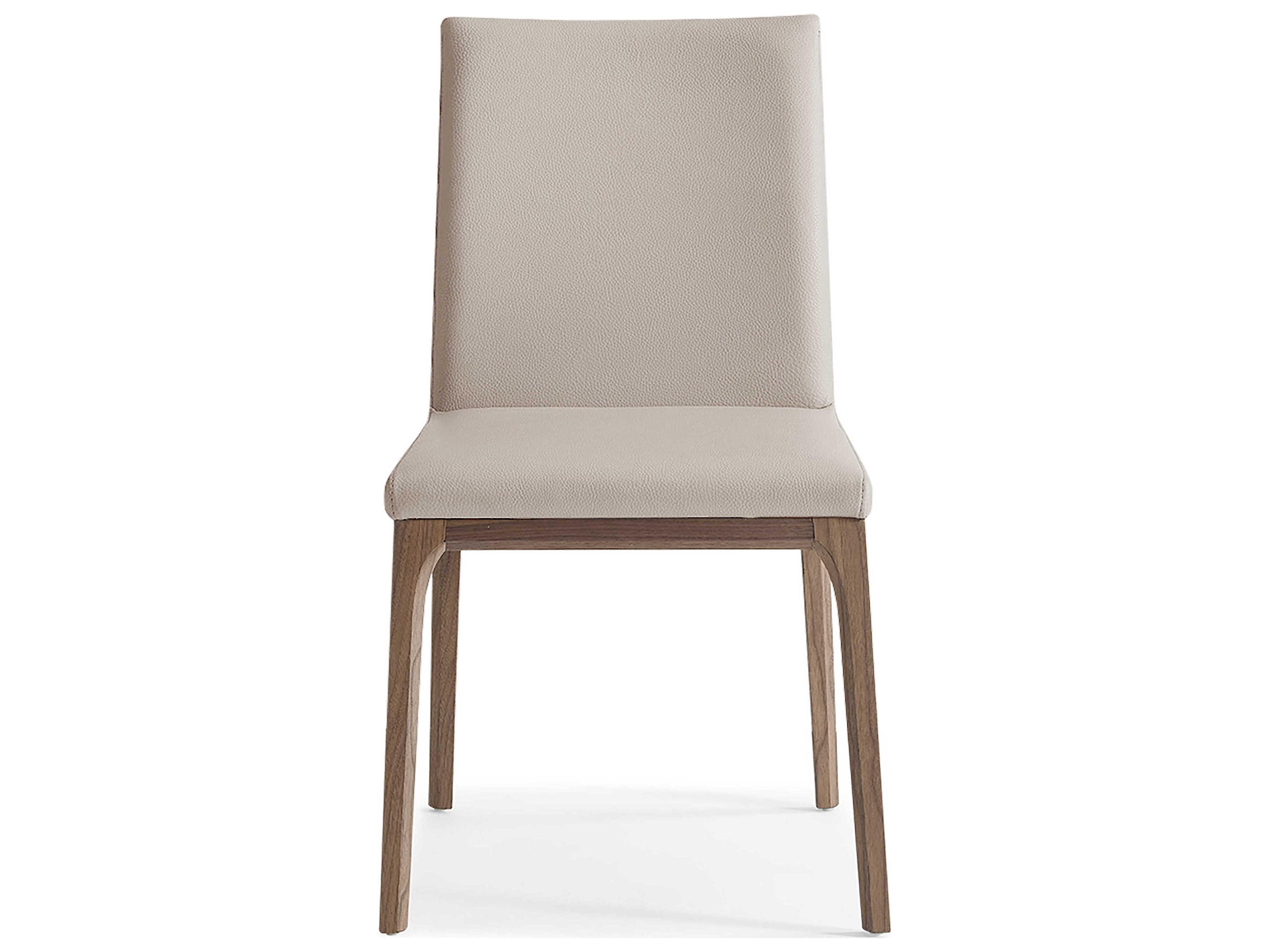 Whiteline Modern Living Stella Walnut Wood Beige Faux Leather Armless Dining Chair Set of 2