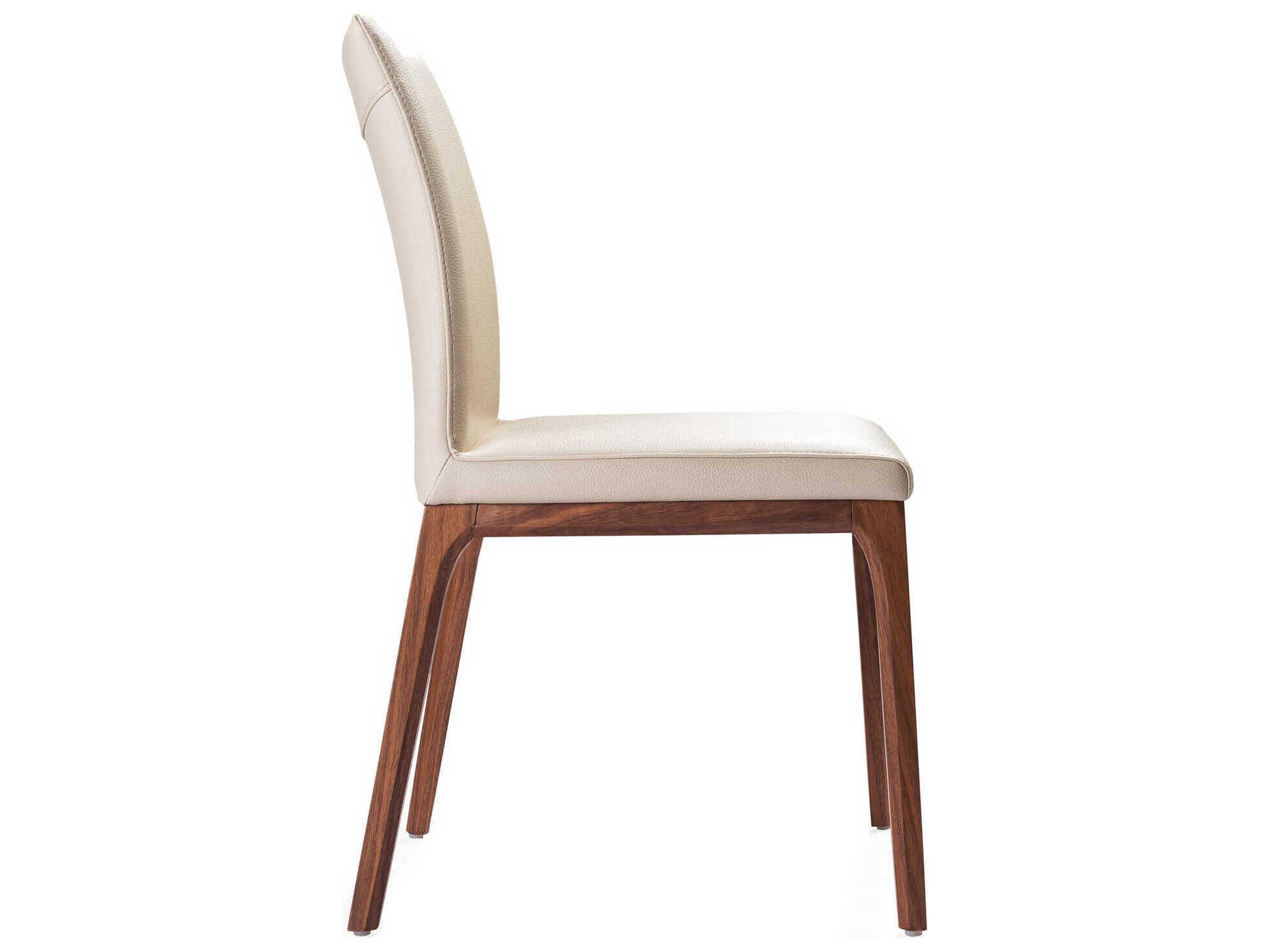 Whiteline Modern Living Stella Walnut Wood Beige Faux Leather Armless Dining Chair Set of 2