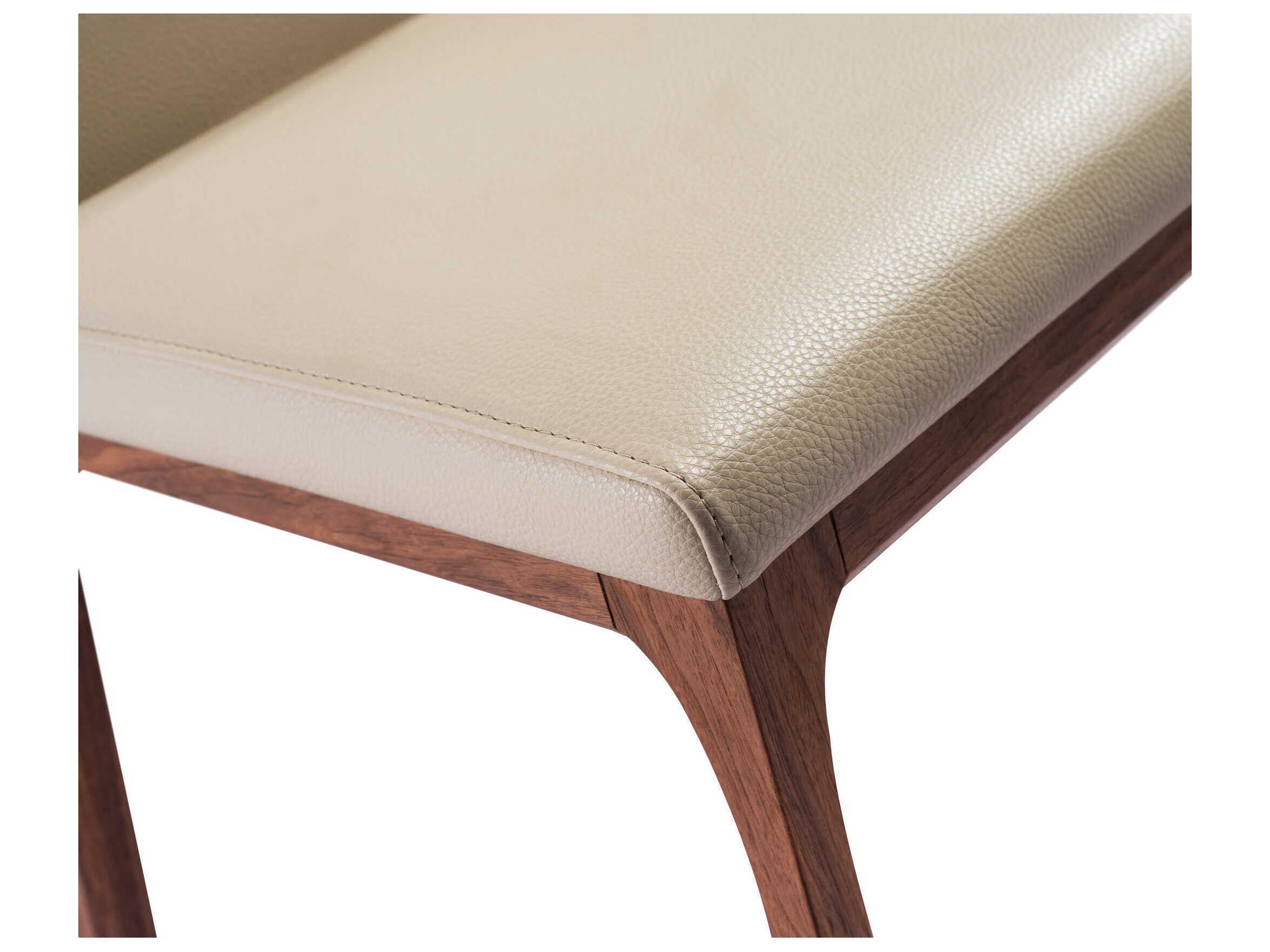 Whiteline Modern Living Stella Walnut Wood Beige Faux Leather Armless Dining Chair Set of 2