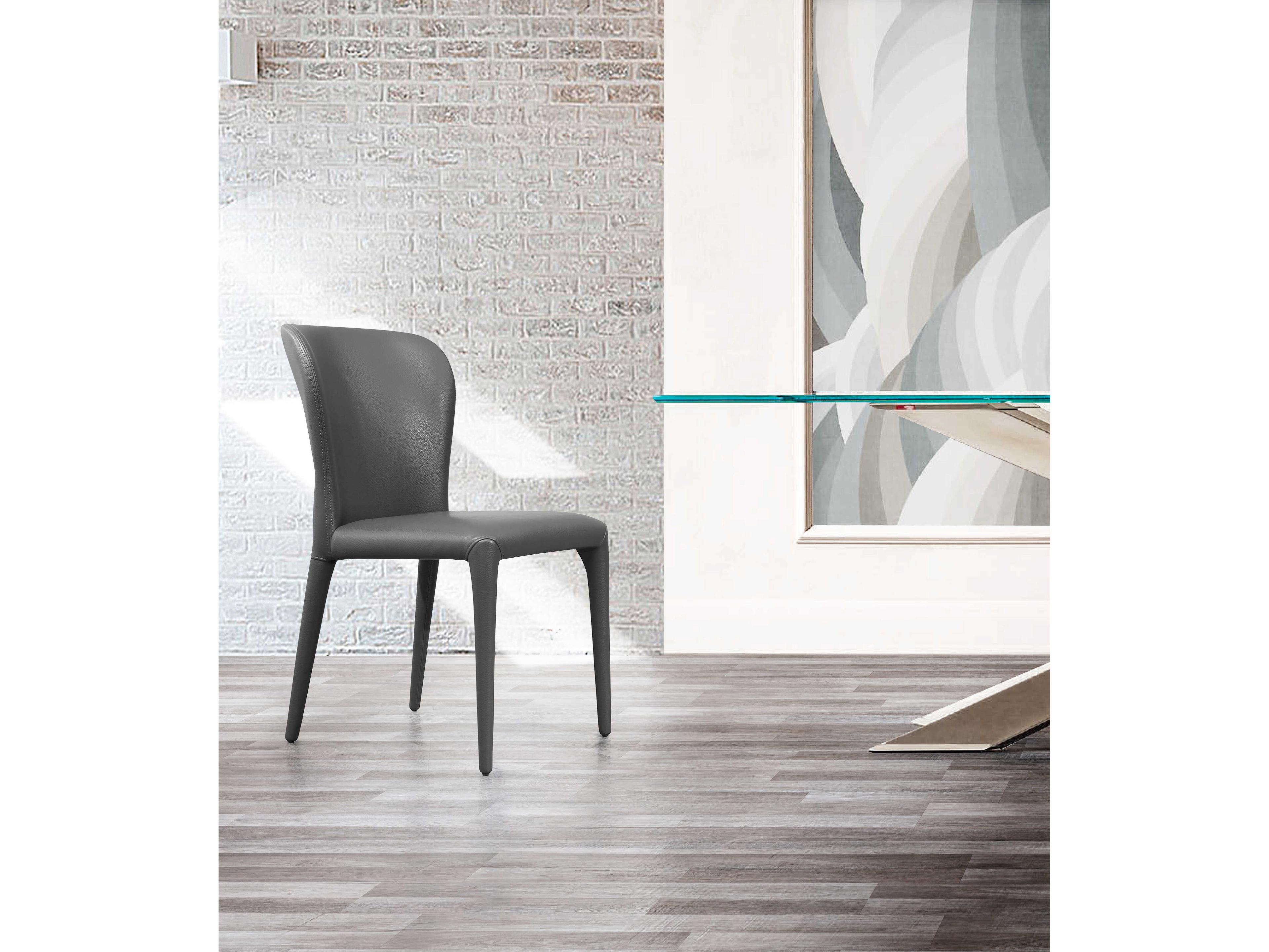 Whiteline Modern Living Hazel Gray Faux Leather Armless Dining Chair Set of 2