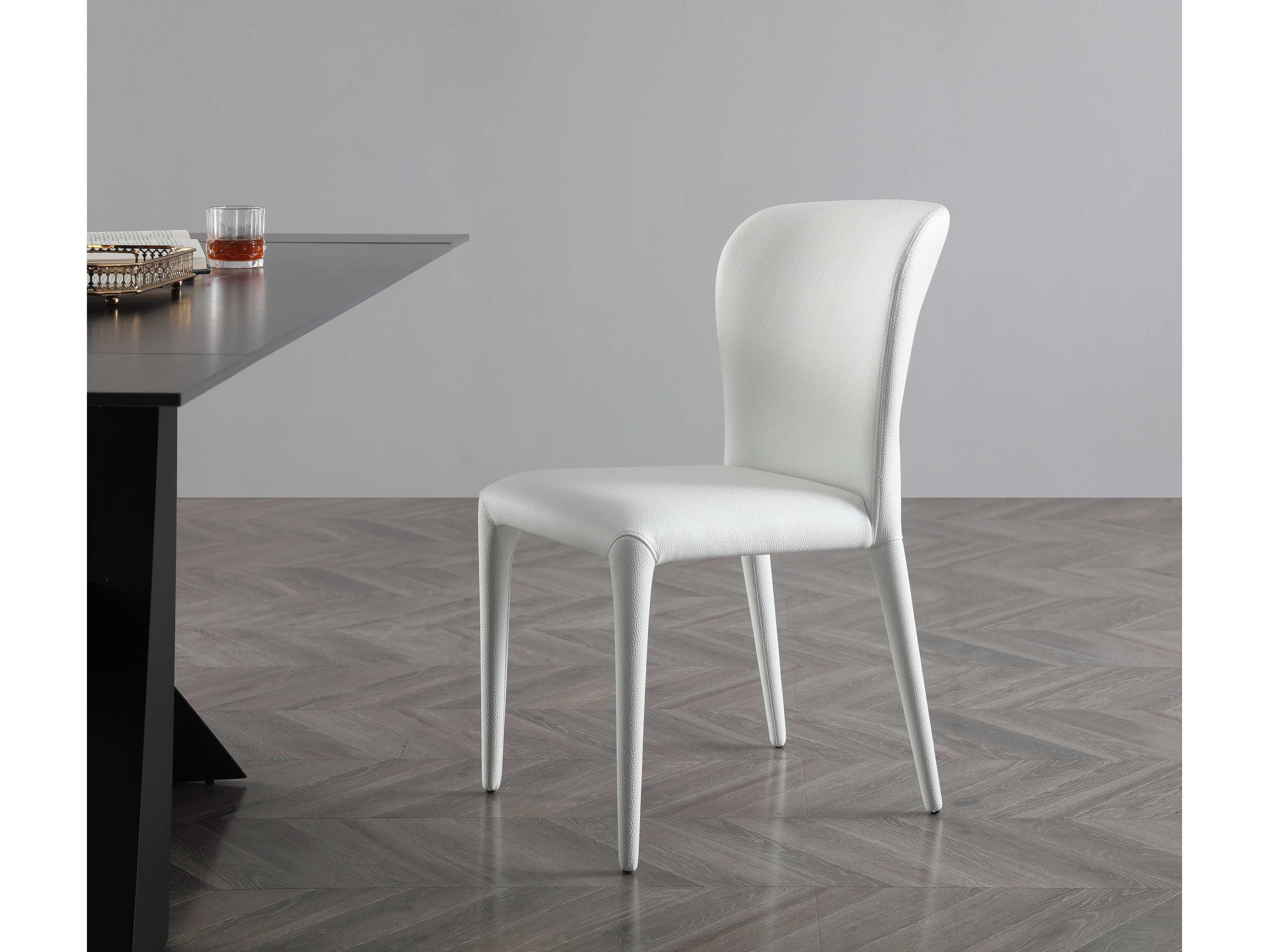 Whiteline Modern Living Hazel White Faux Leather Armless Dining Chair Set of 2