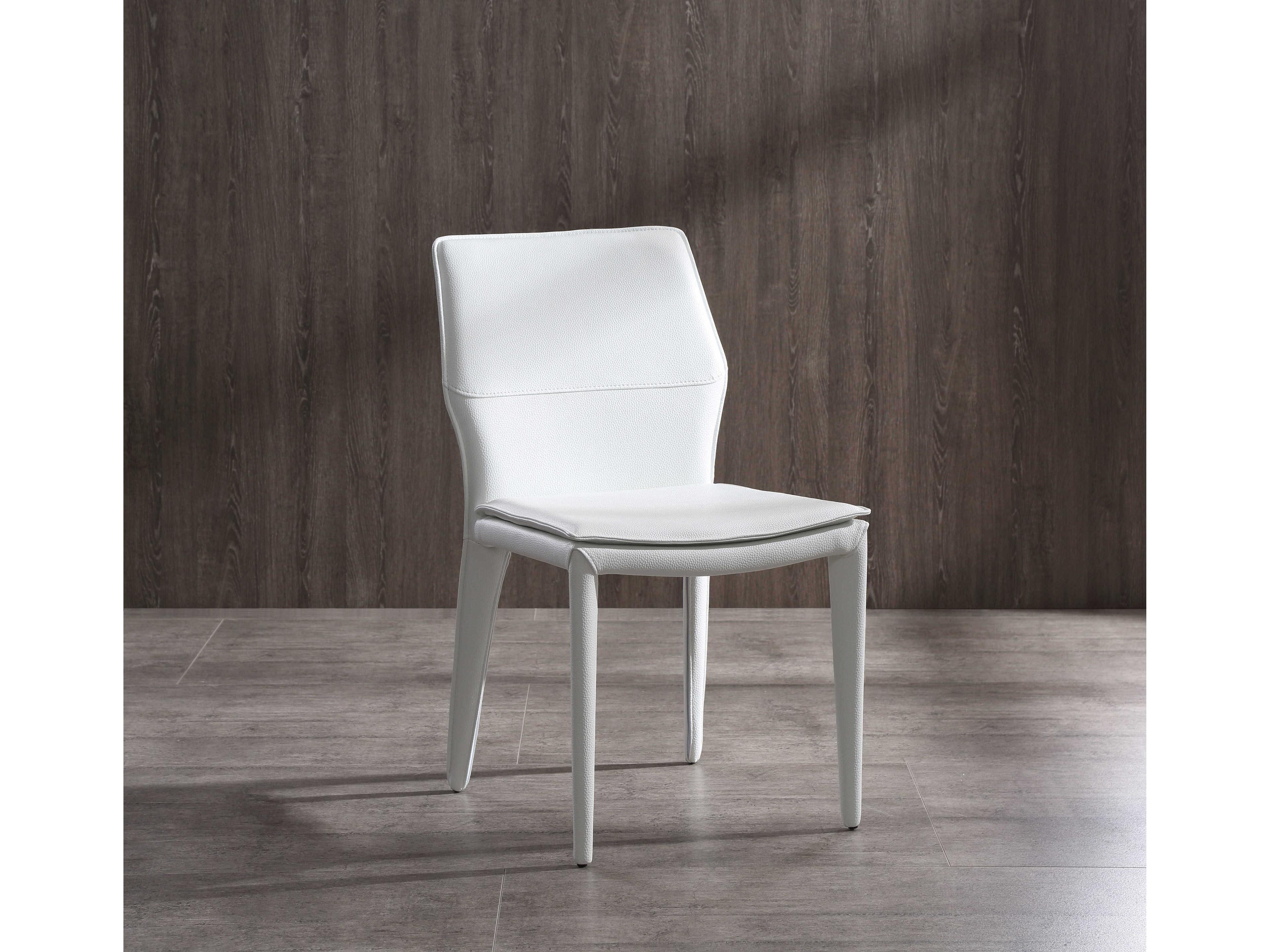 Whiteline Modern Living Miranda White Faux Leather Armless Dining Chair Set of 2