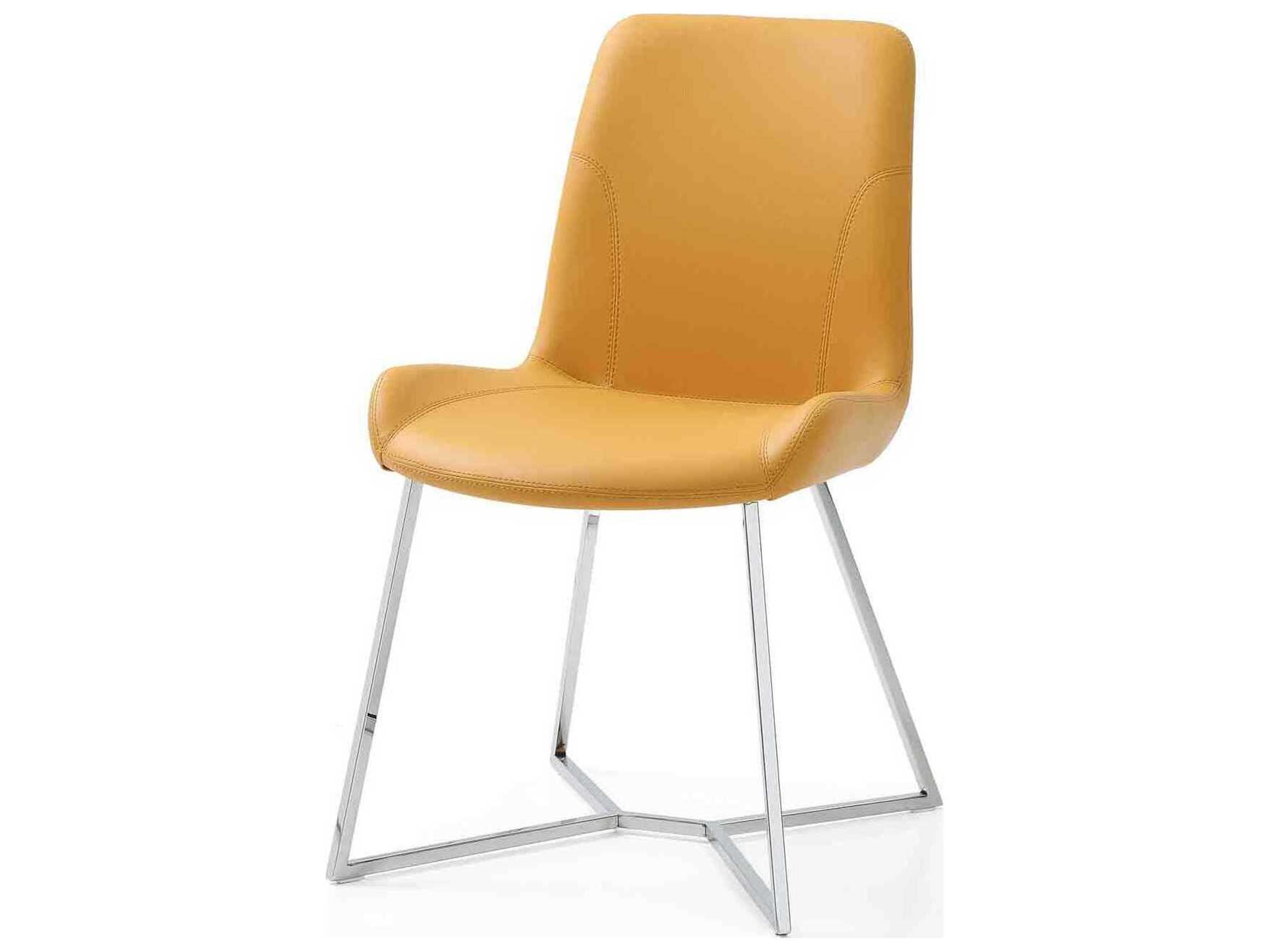 Aileen Yellow Faux Leather Armless Dining Chair Set of 2