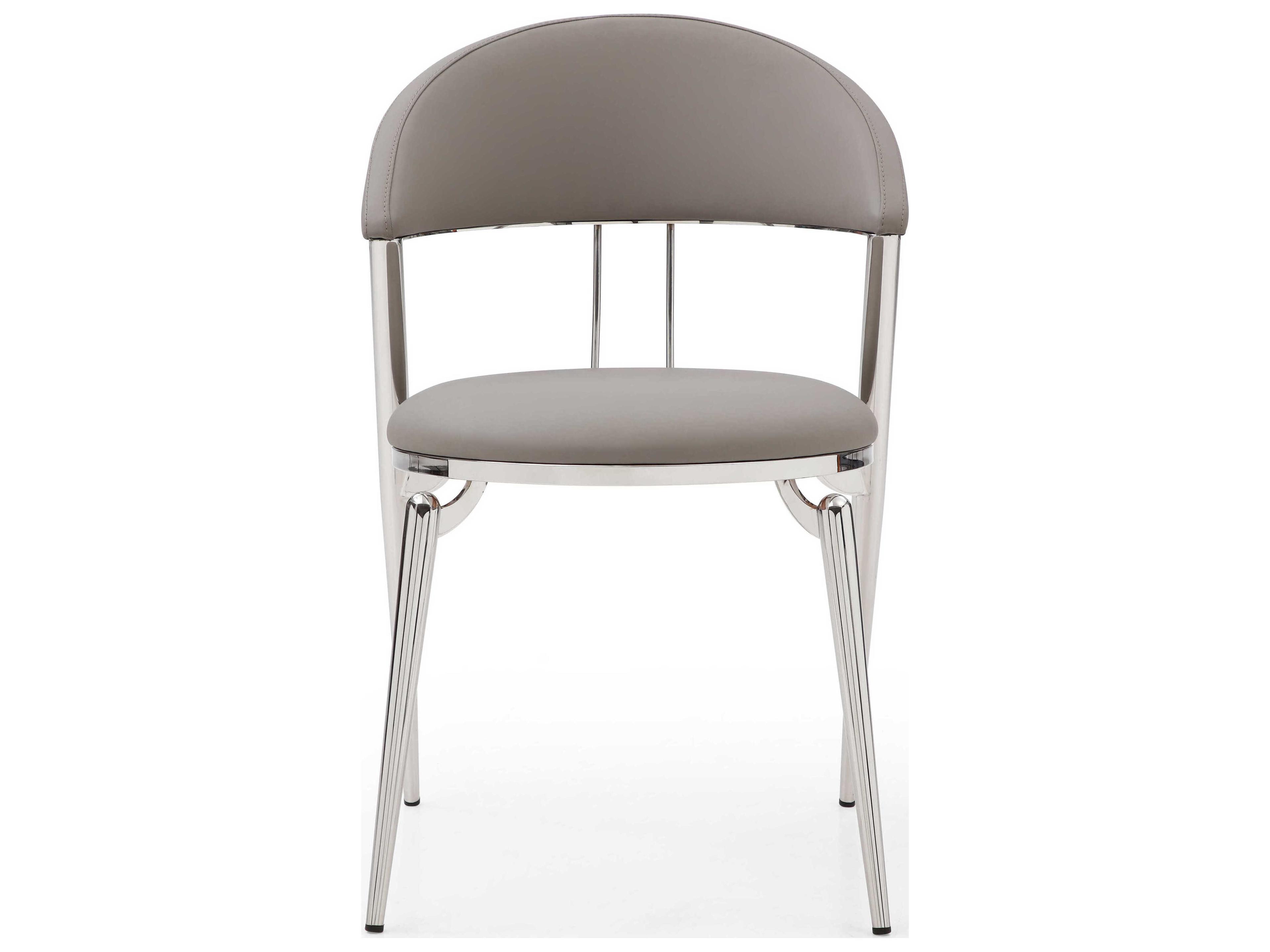 Whiteline Modern Living Geneva Silver Faux Leather Armless Dining Chair Set of 2