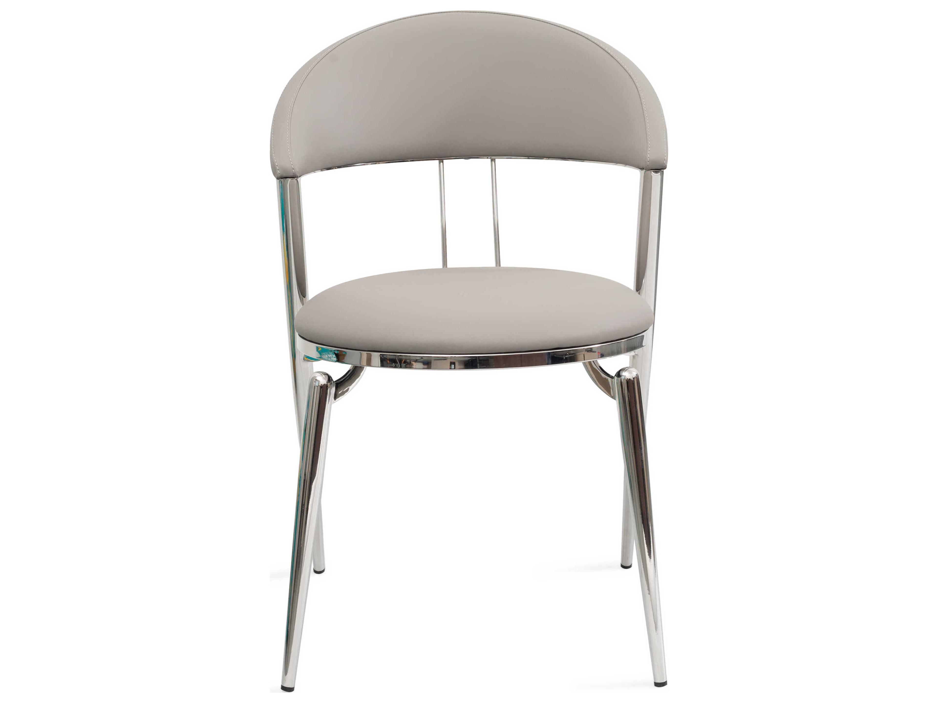 Whiteline Modern Living Geneva Silver Faux Leather Armless Dining Chair Set of 2