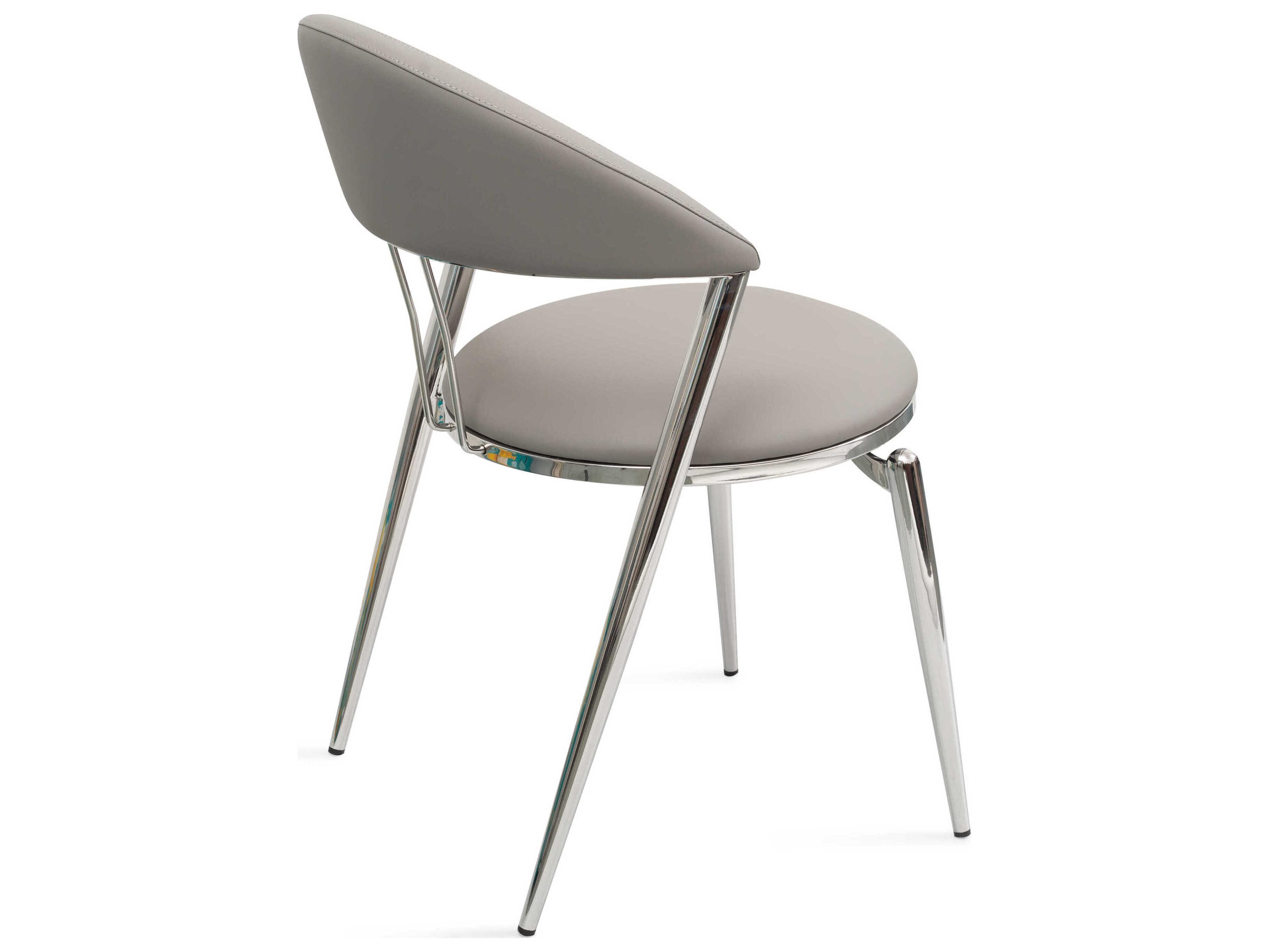 Whiteline Modern Living Geneva Silver Faux Leather Armless Dining Chair Set of 2