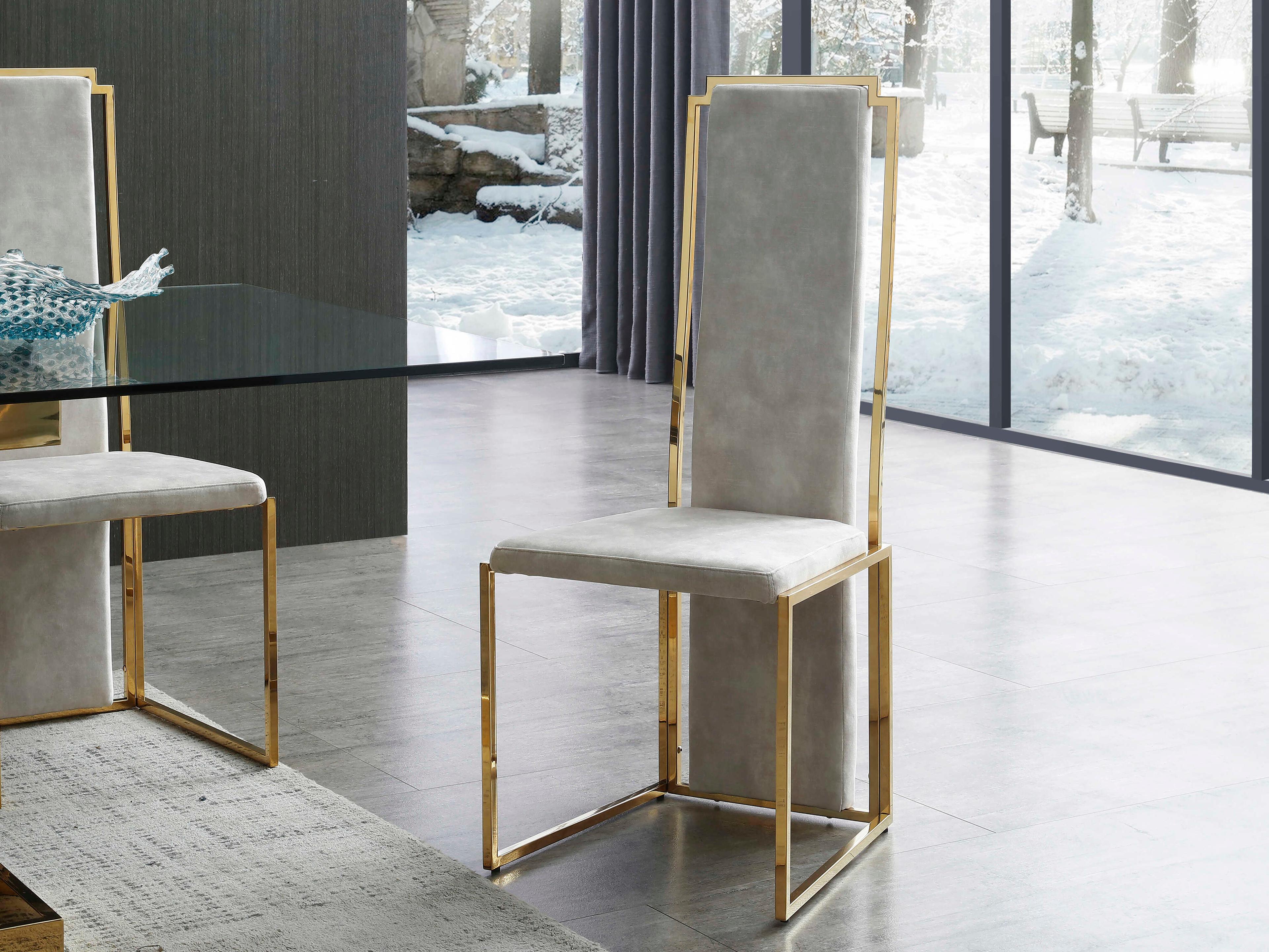 Whiteline Modern Living Sumo Beige Upholstered Armless Dining Chair Set of 2