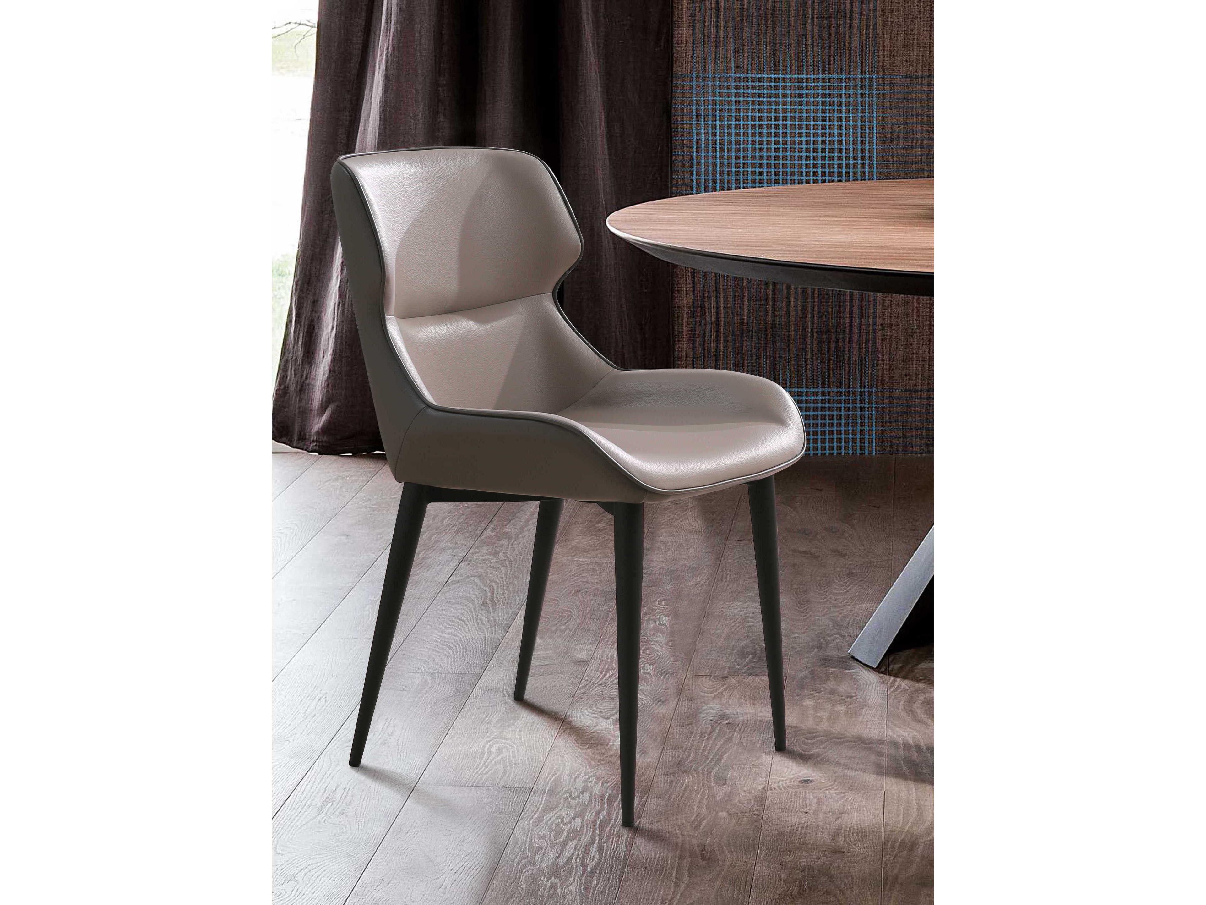 Whiteline Modern Living Morocco Gray Faux Leather Armless Dining Chair