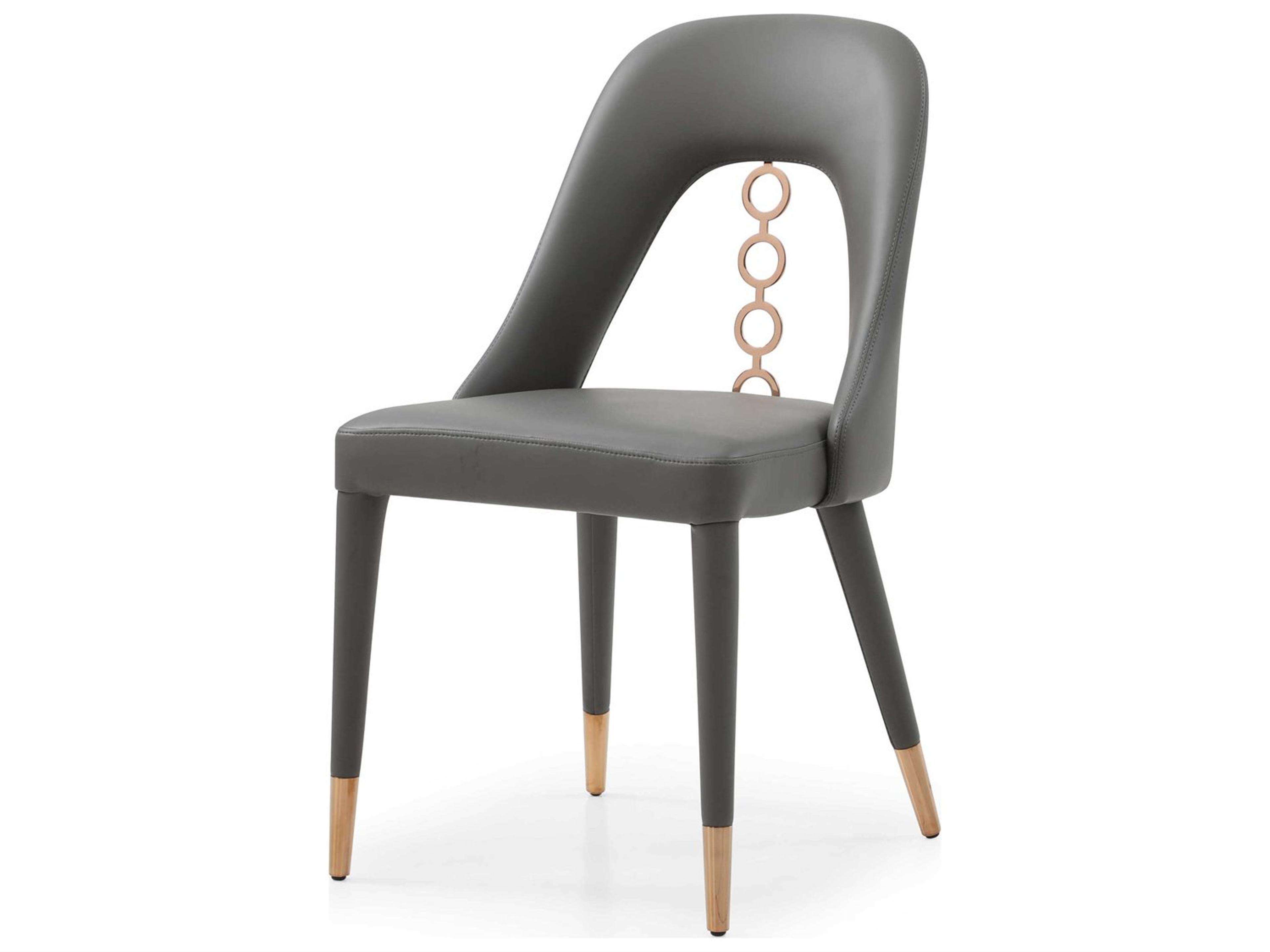 Whiteline Modern Living Liza Gray Faux Leather Armless Dining Chair Set of 2