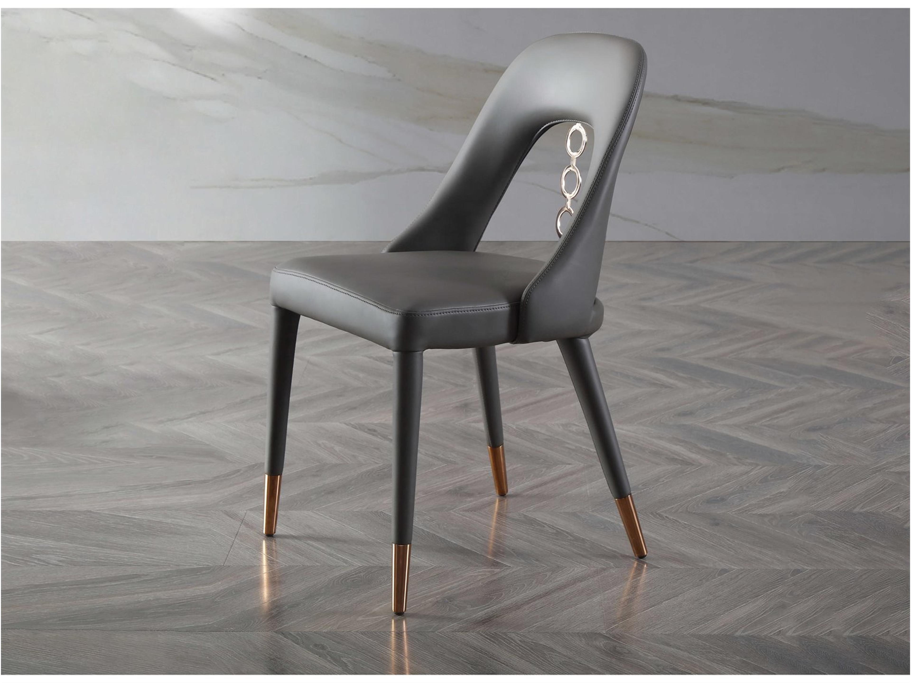 Whiteline Modern Living Liza Gray Faux Leather Armless Dining Chair Set of 2