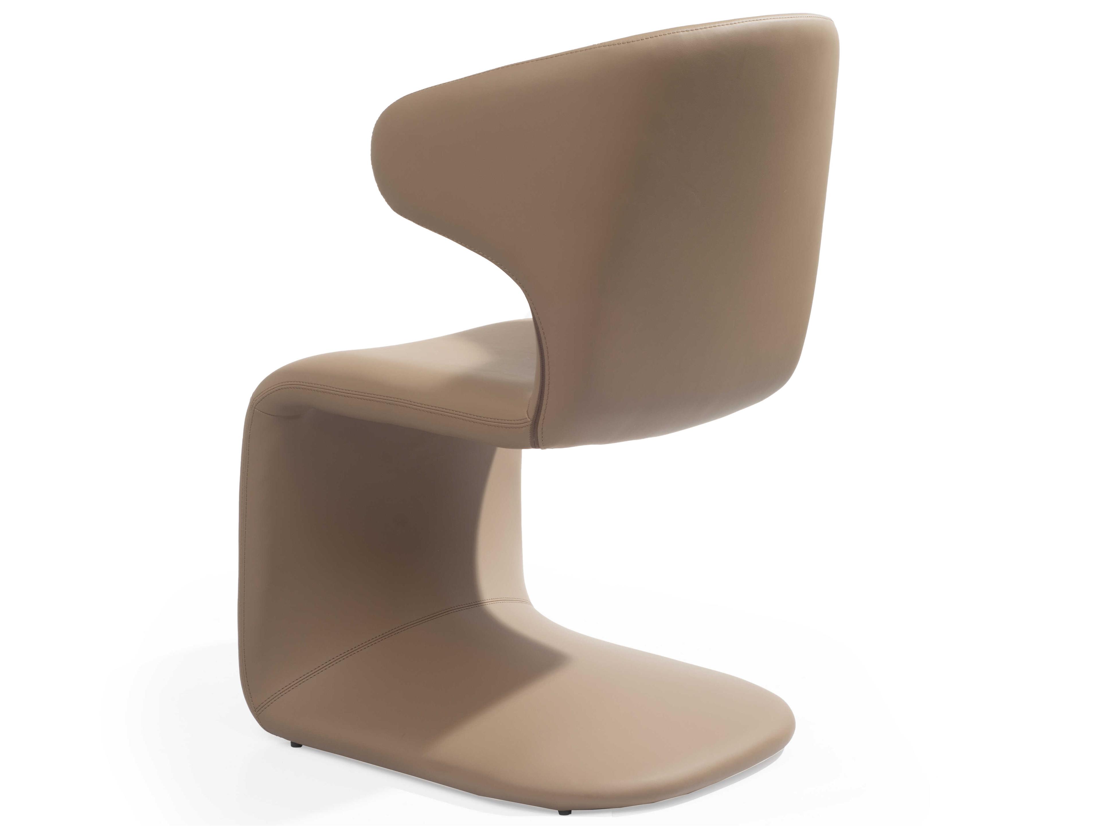 Whiteline Modern Living Elena Brown Faux Leather Arm Dining Chair