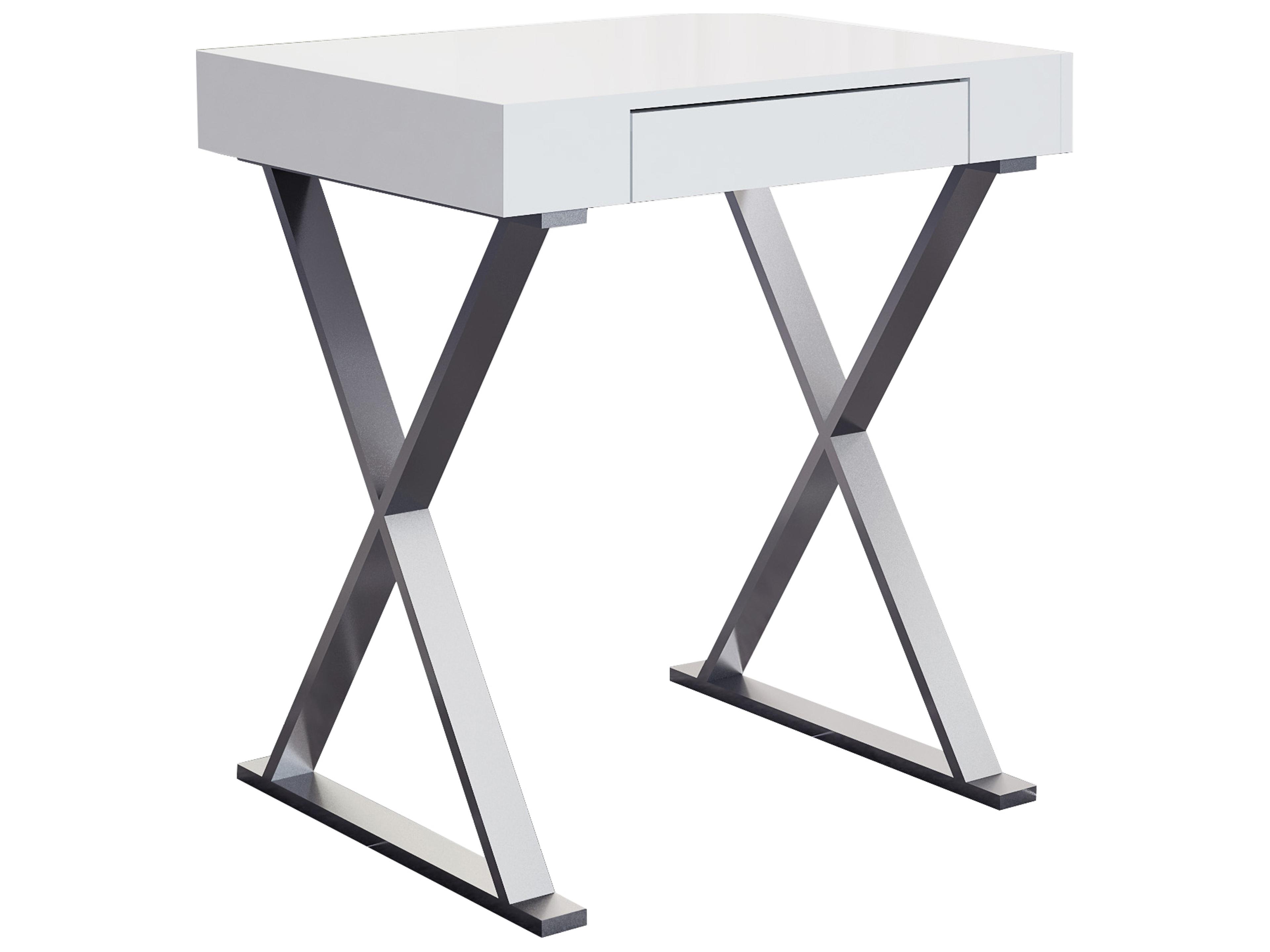 Elm White Polished Silver Writing Desk