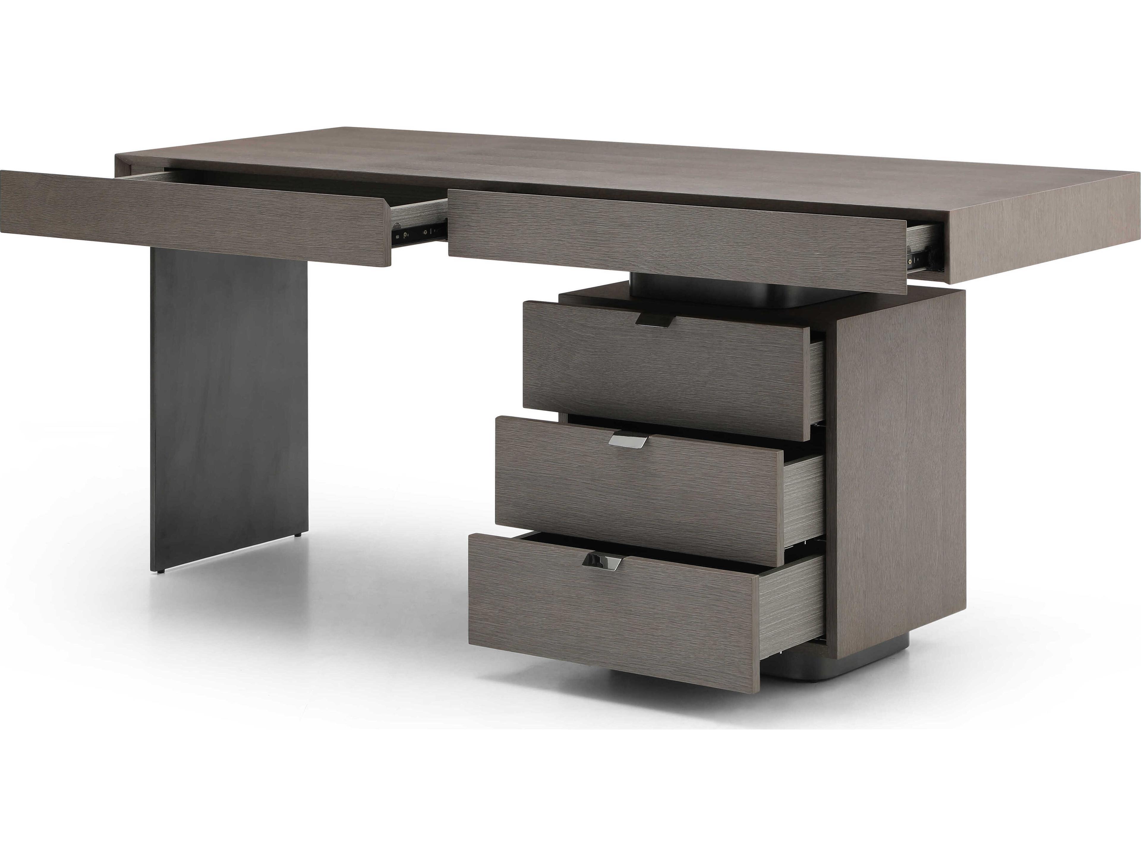 Whiteline Modern Living Alma Grey Oak Wood Writing Desk