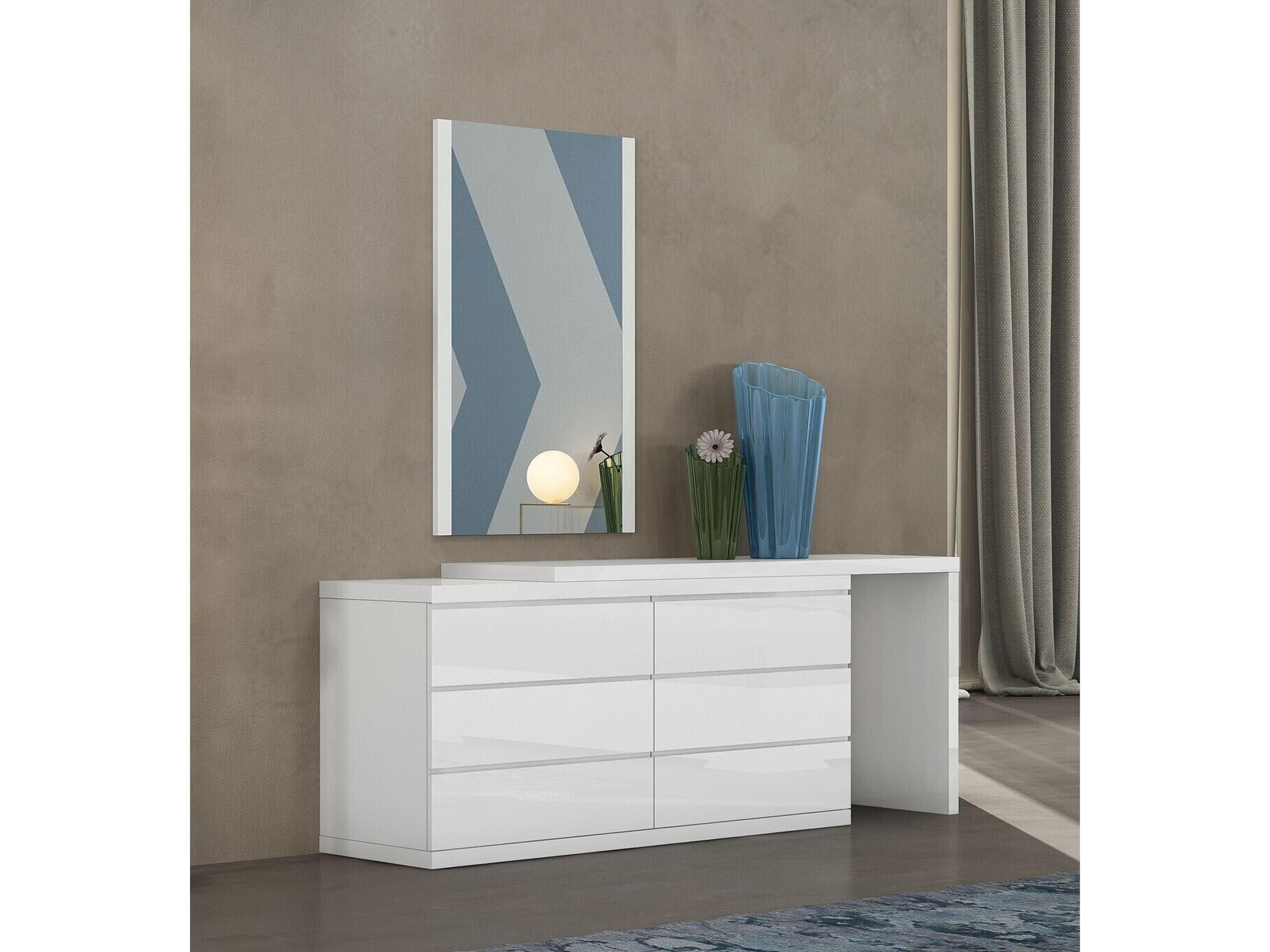 Whiteline Modern Living Anna 6-Drawers Oak Wood Double Dresser