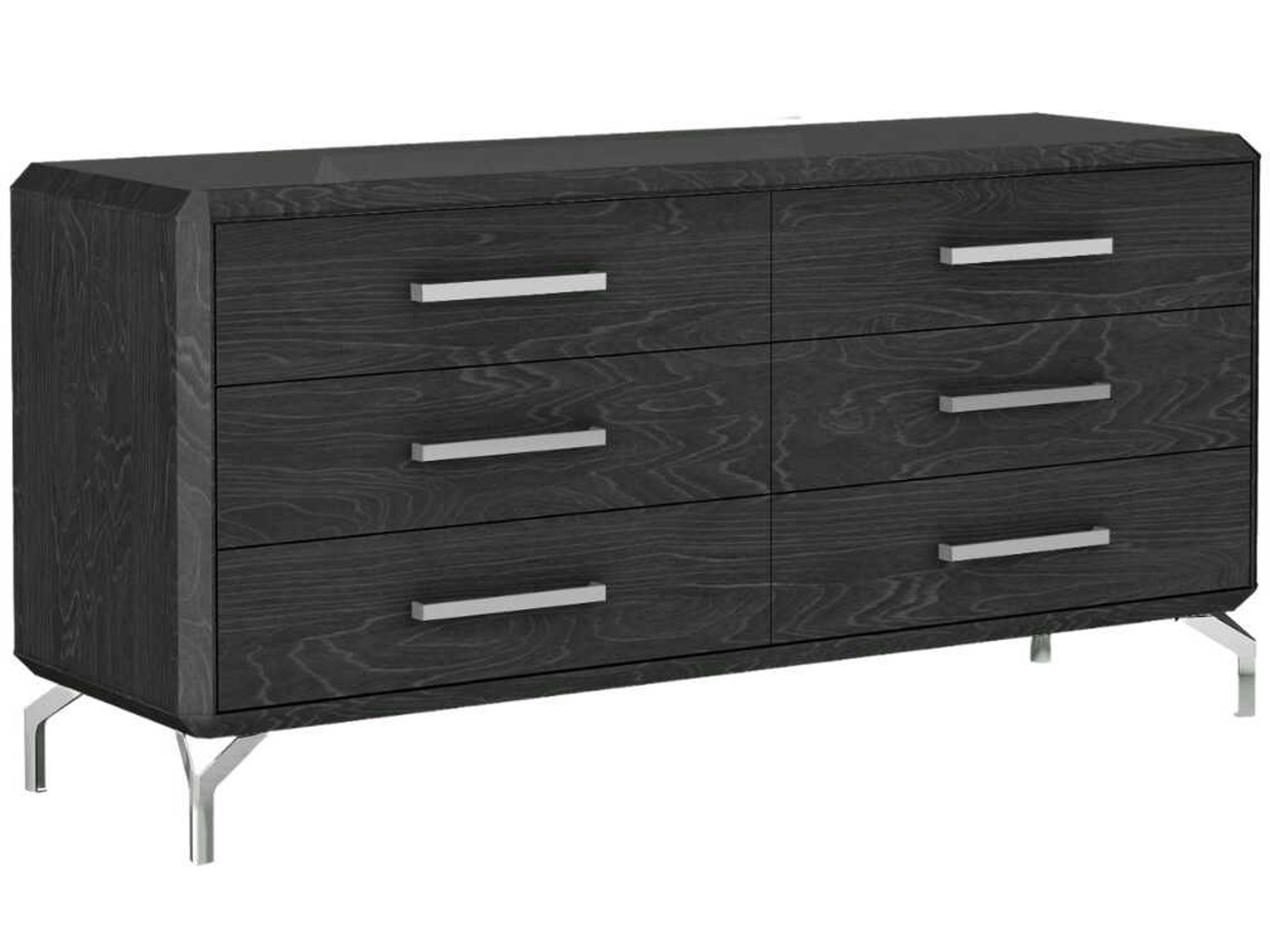 Los Angeles 6-Drawers Black Double Dresser
