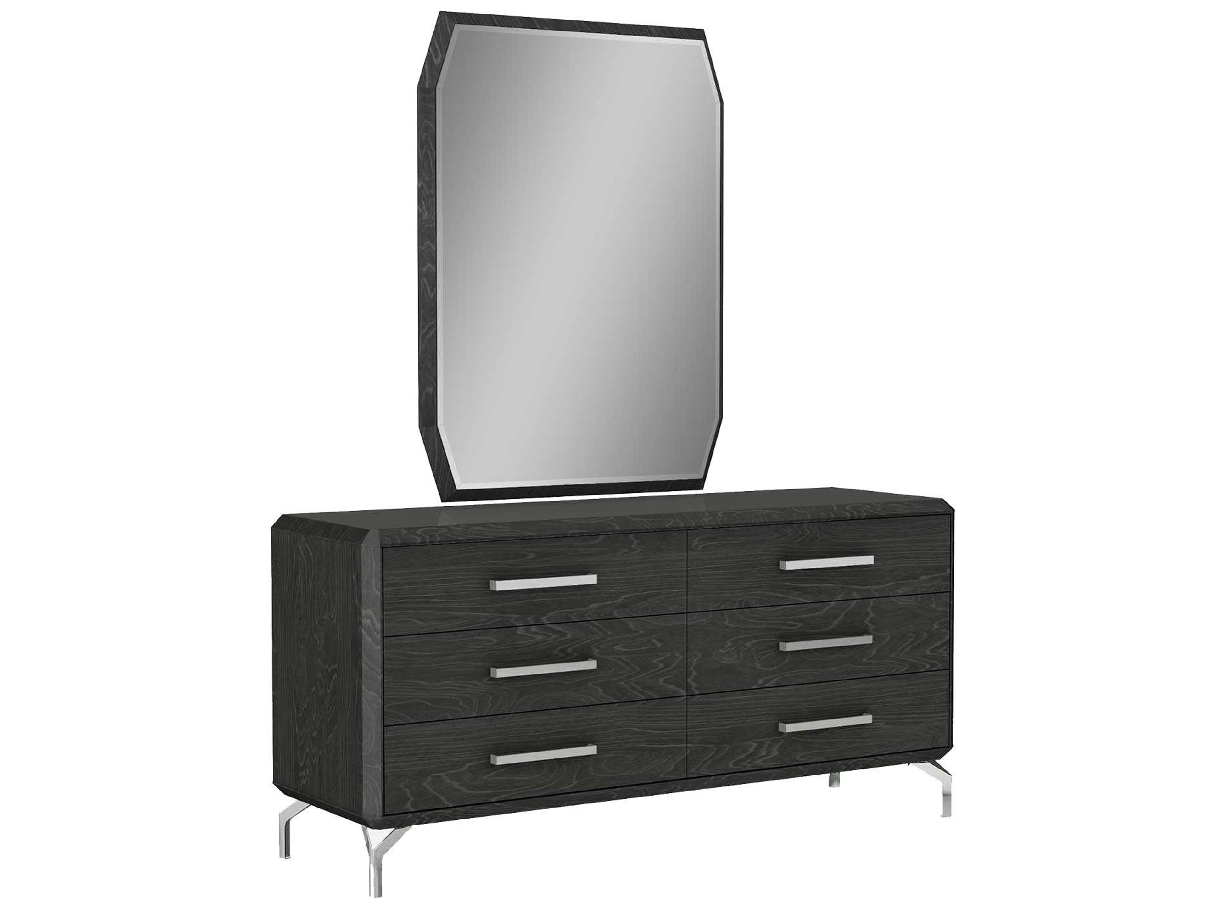 Whiteline Modern Living Los Angeles 6-Drawers Black Double Dresser
