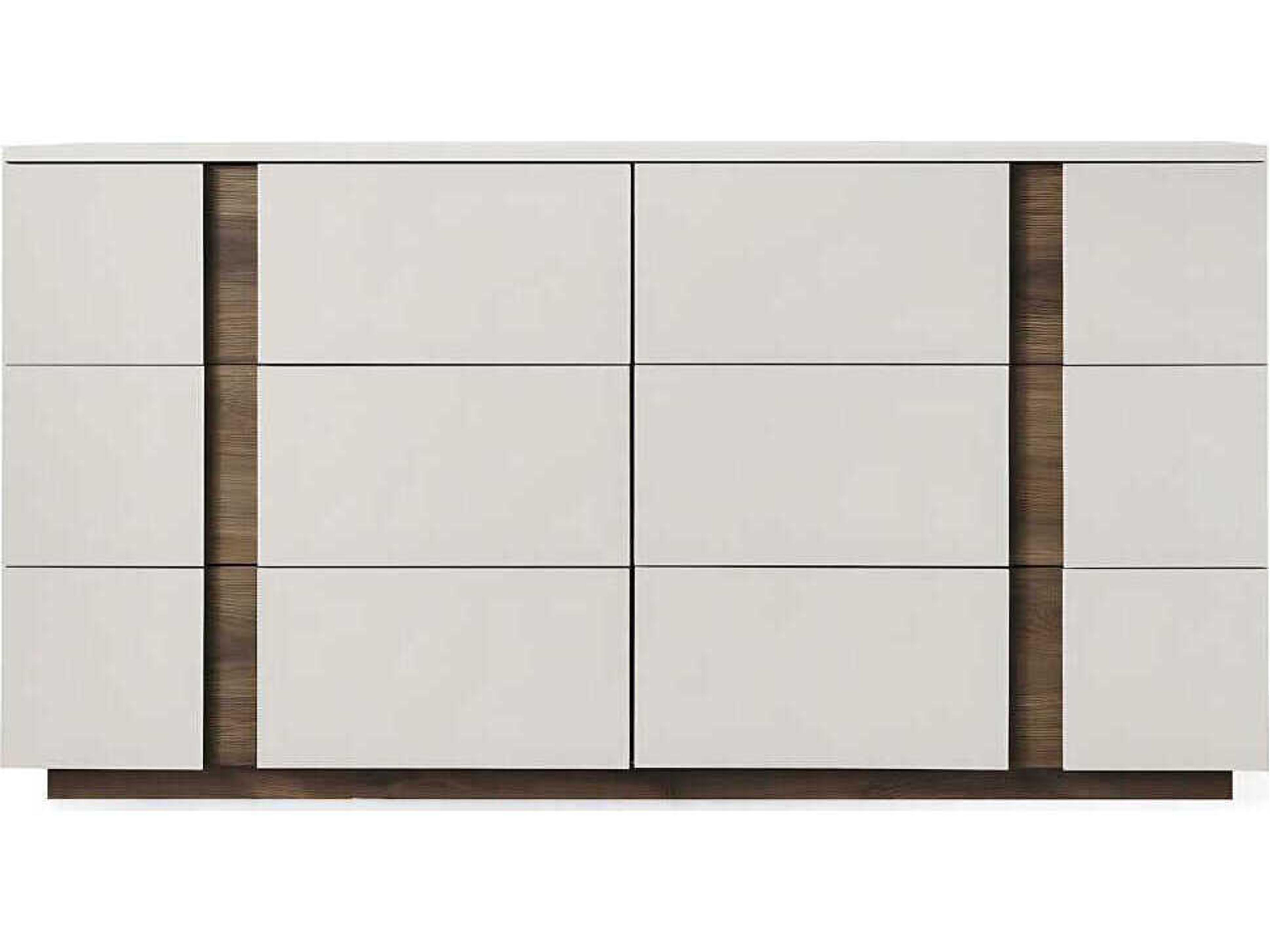 Whiteline Modern Living Romina 6-Drawers Gray Walnut Wood Double Dresser