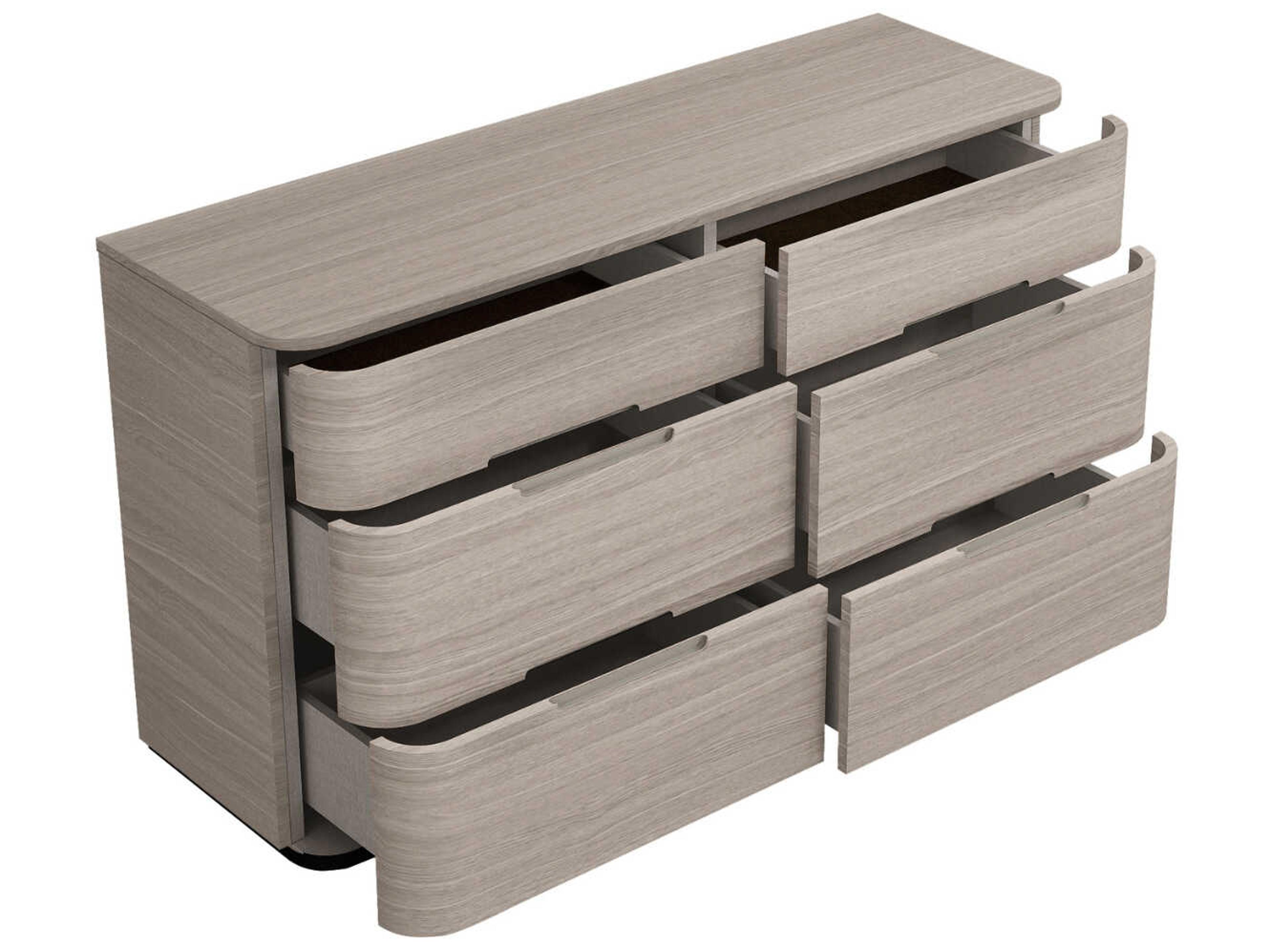 Whiteline Modern Living Vera 6-Drawers Oak Wood Double Dresser