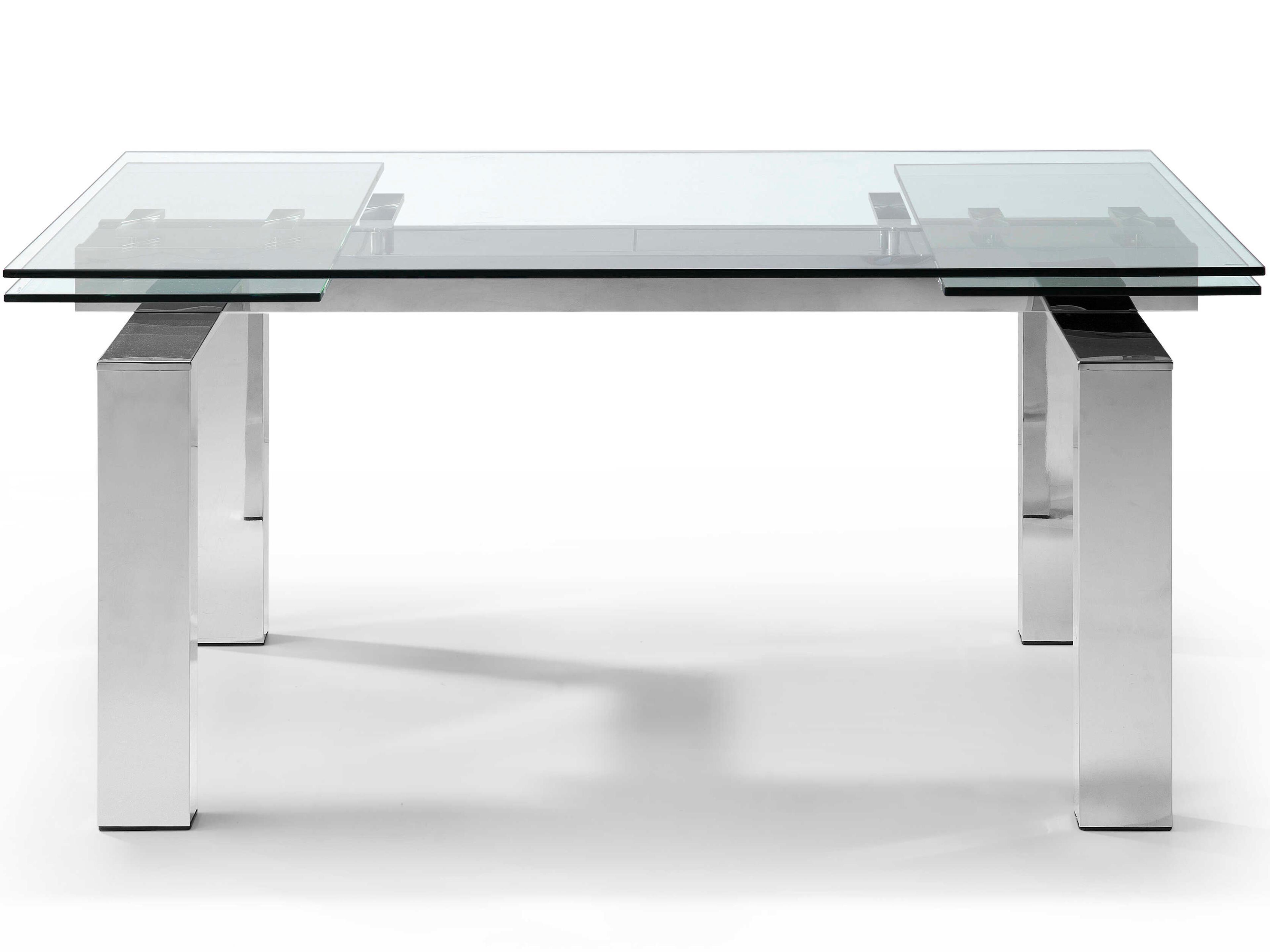 Whiteline Modern Living Cuatro Rectangular Glass Silver Dining Table