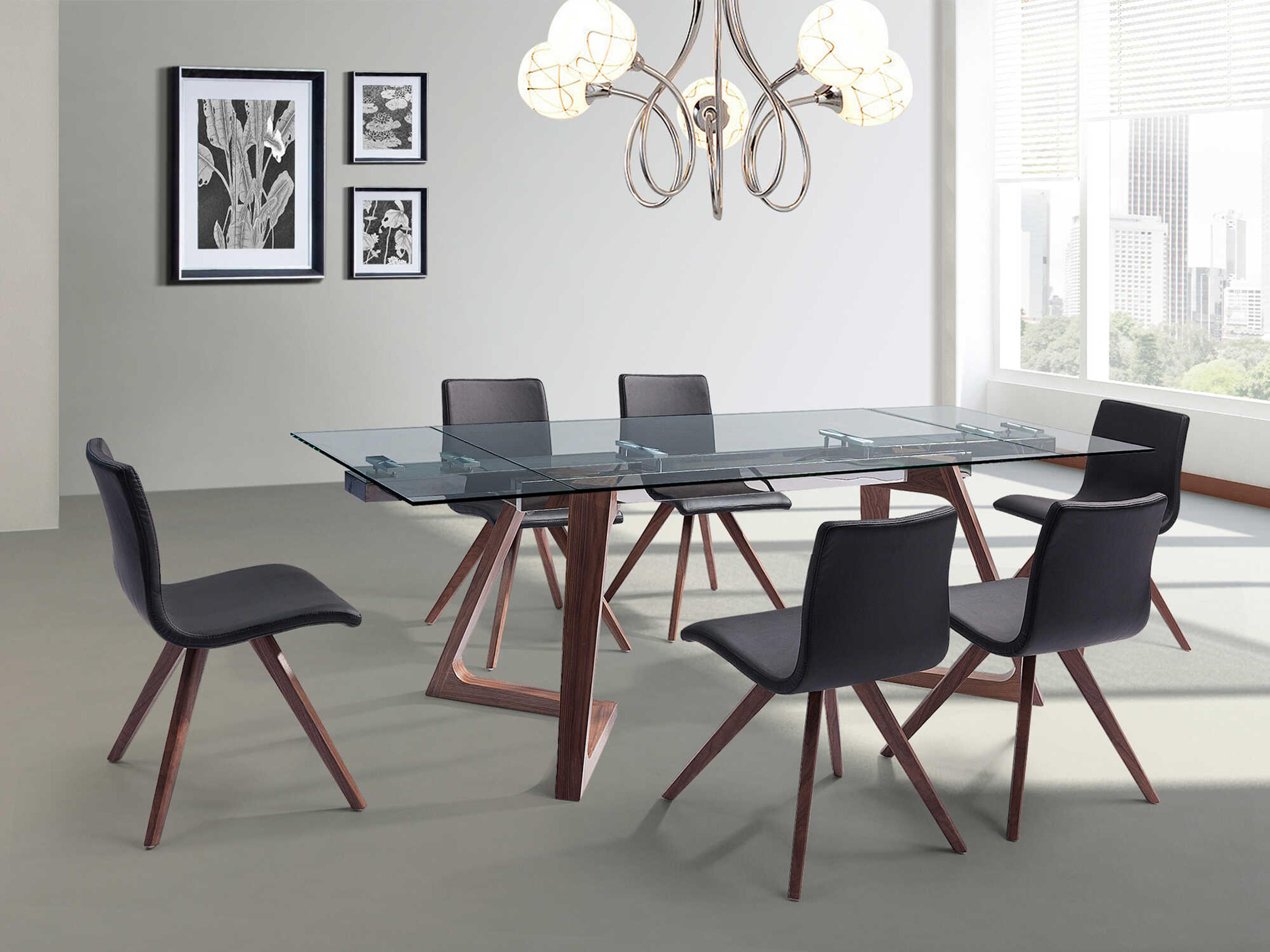Whiteline Modern Living Delta Rectangular Glass Brown Dining Table