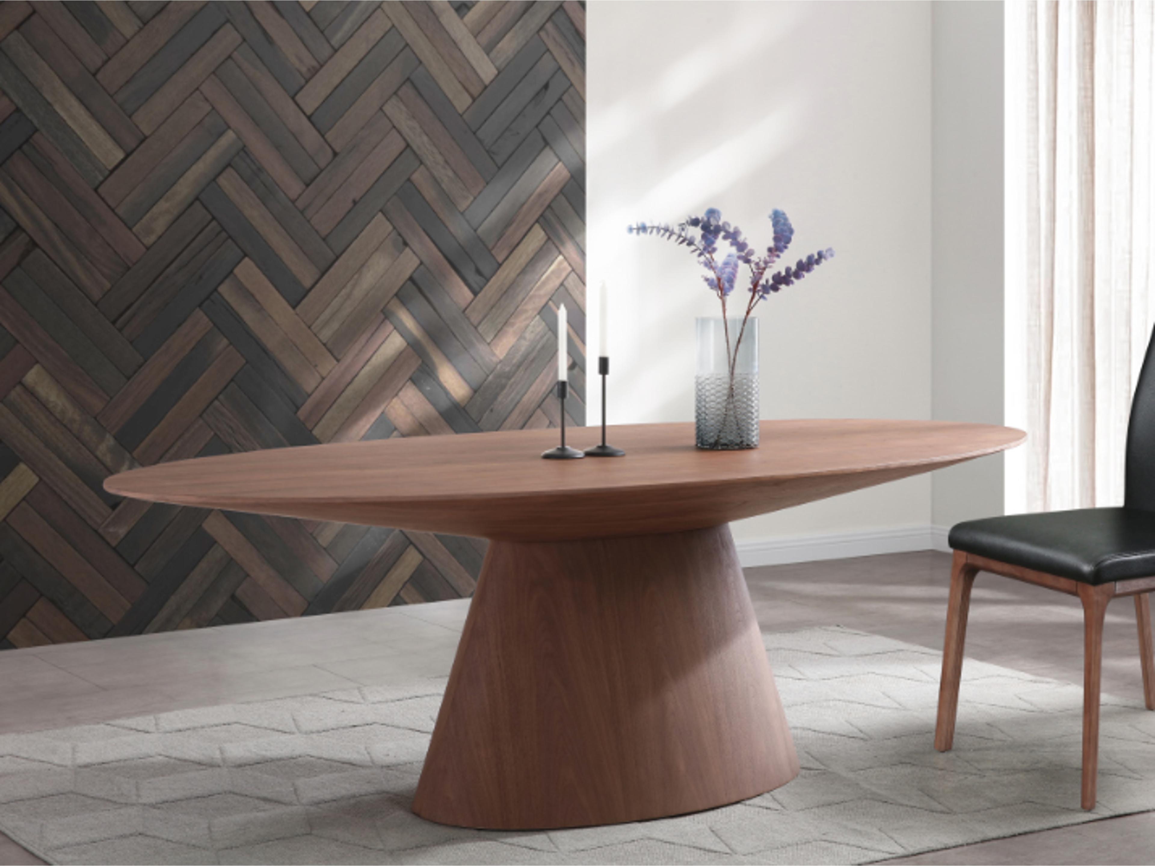 Whiteline Modern Living Bruno Oval Wood Brown Dining Table