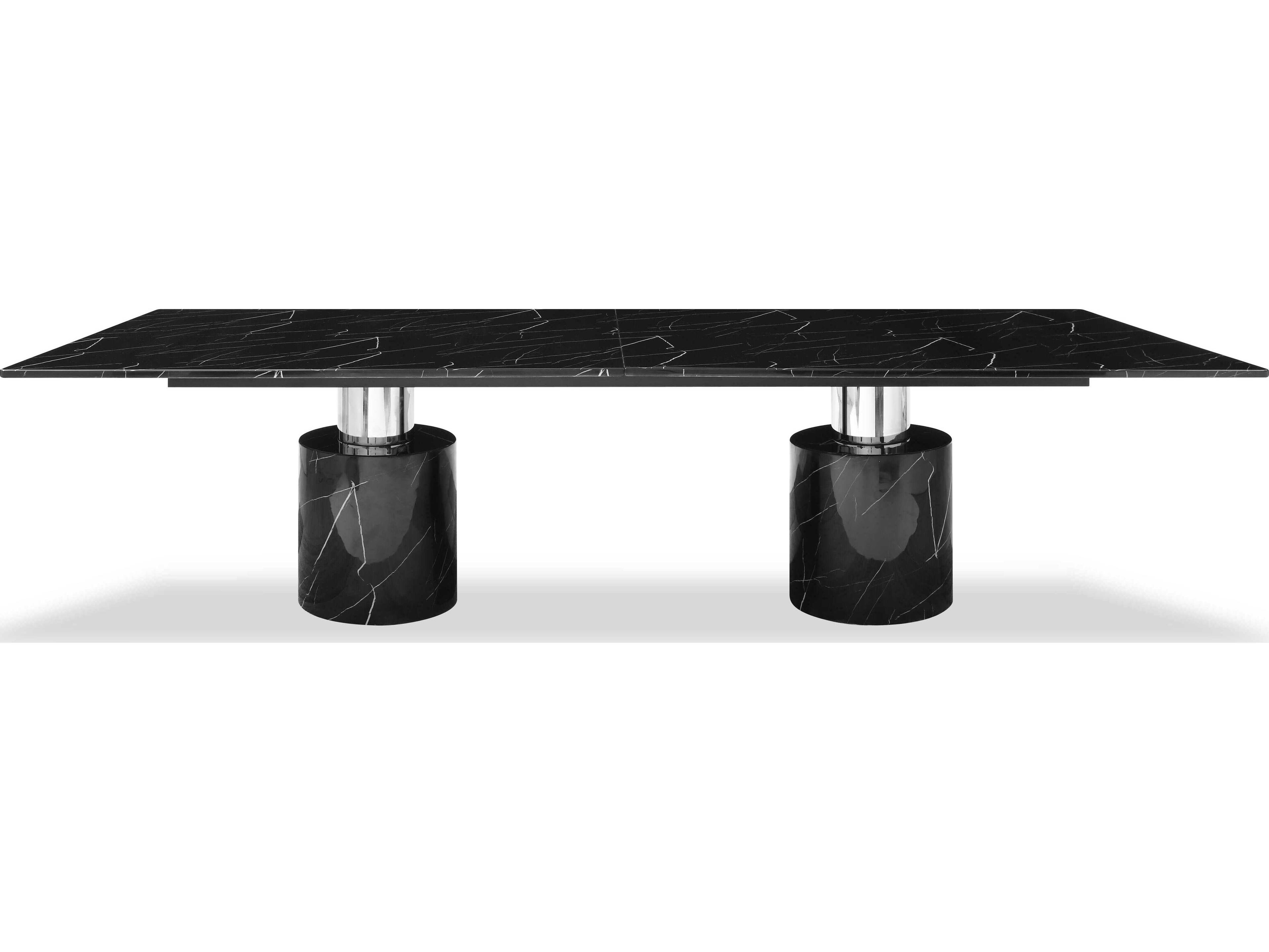 Whiteline Modern Living Geneva Rectangular Marble Black Dining Table