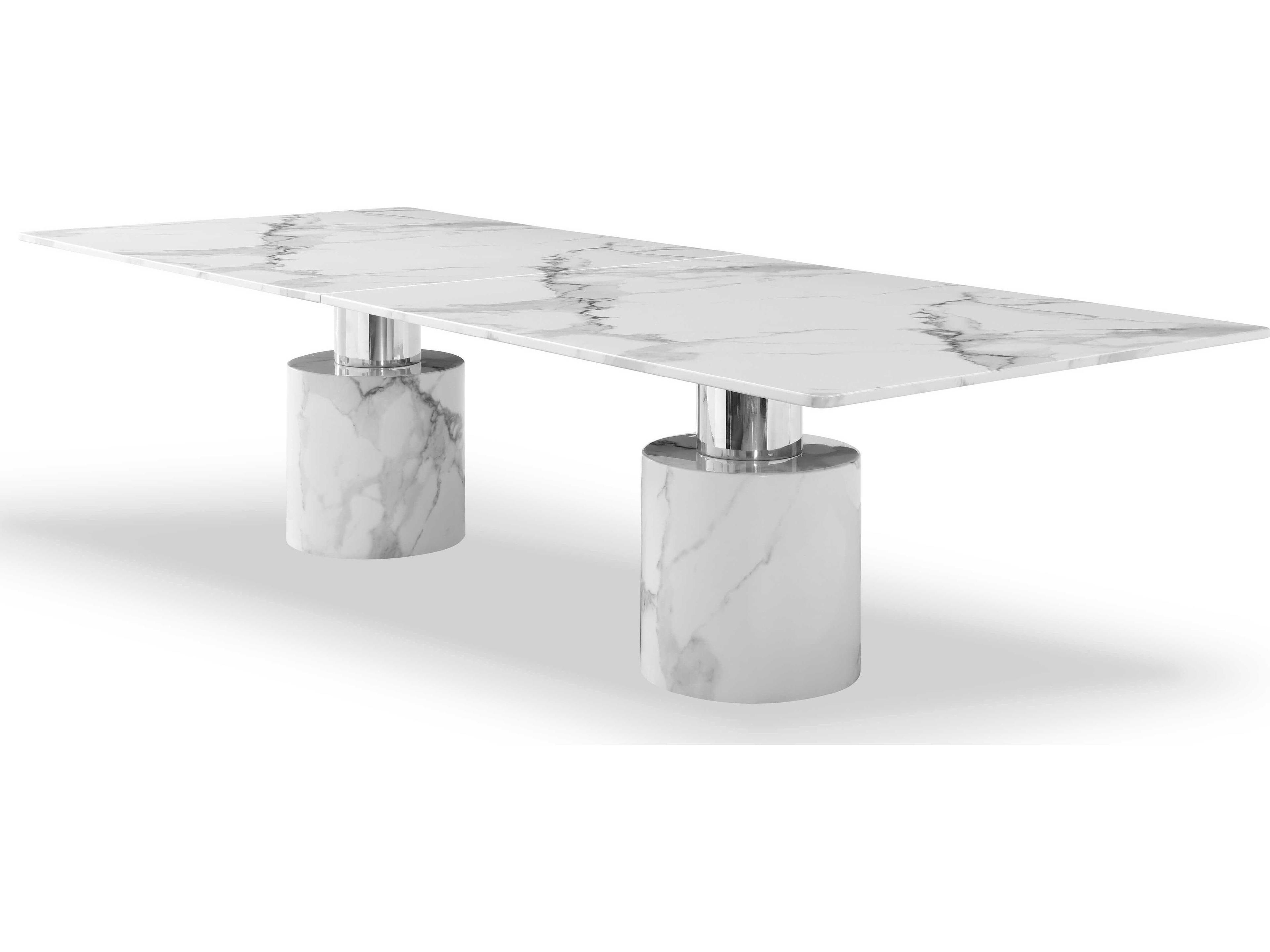Geneva Rectangular Marble White Dining Table
