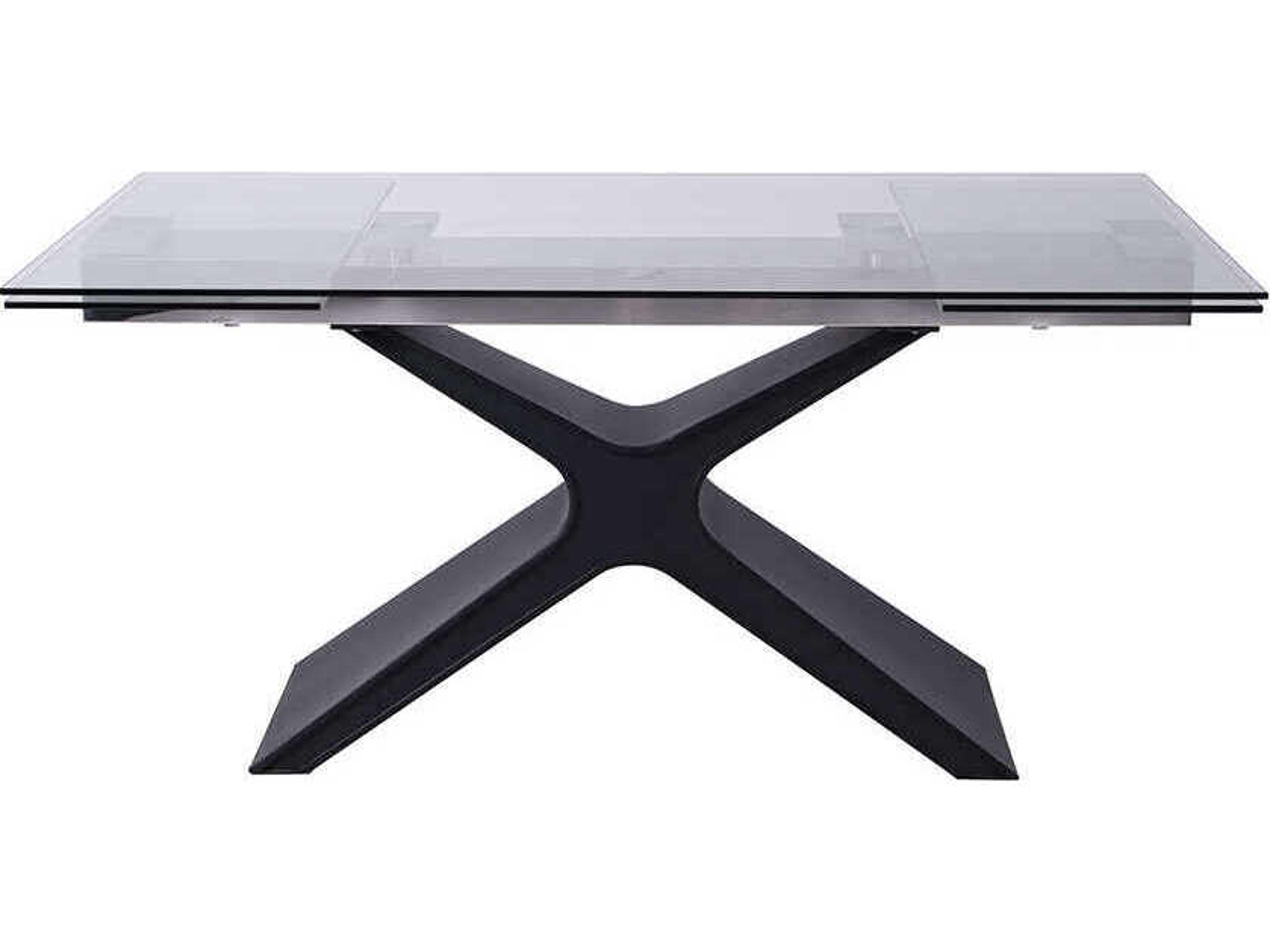 West Rectangular Glass Black Dining Table