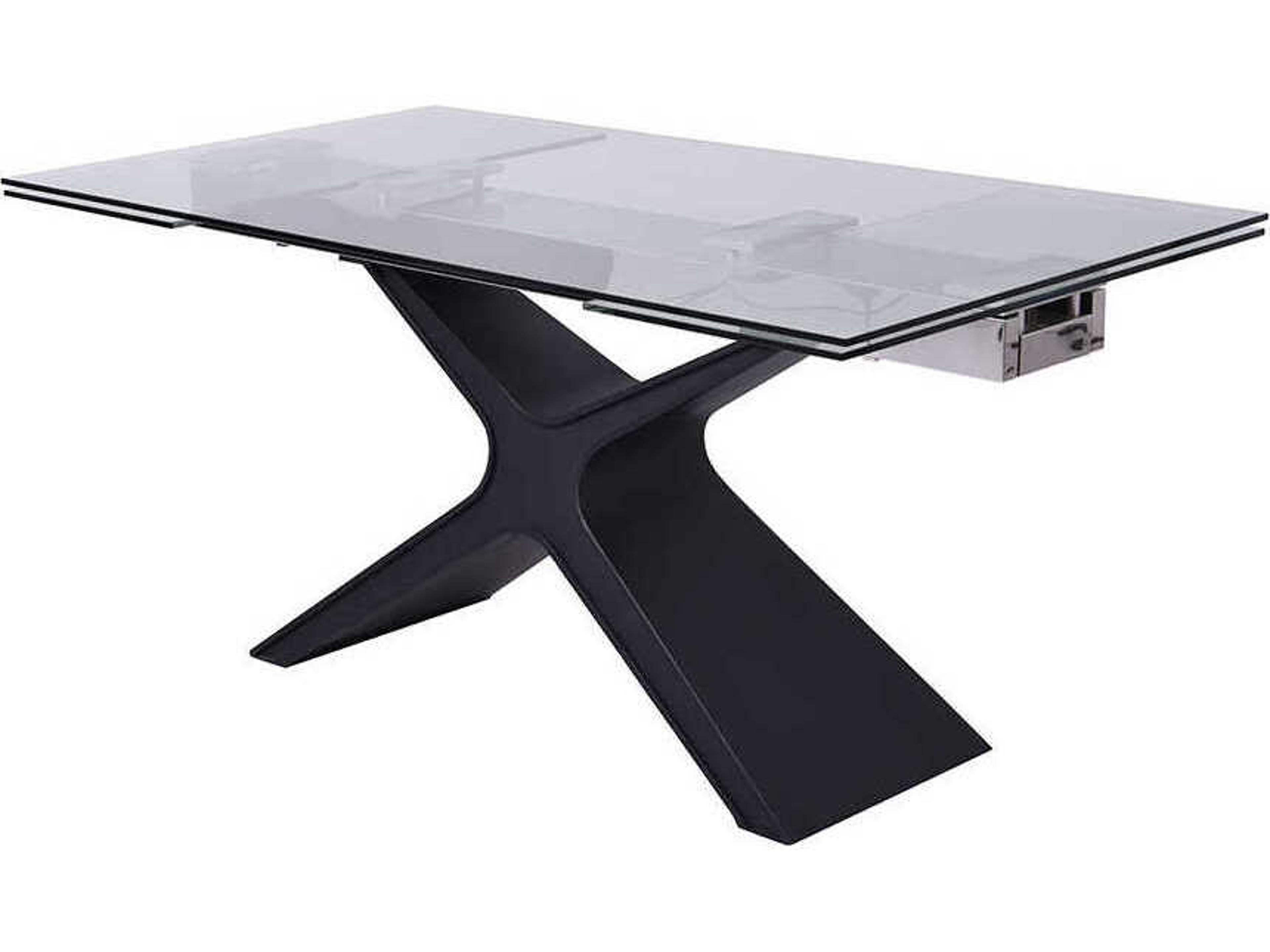 Whiteline Modern Living West Rectangular Glass Black Dining Table