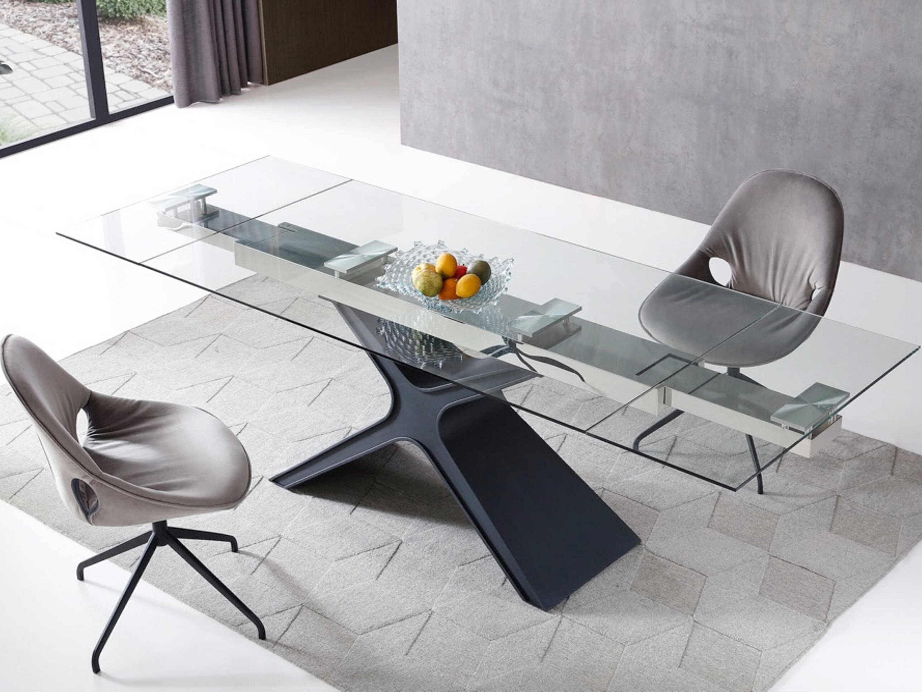 Whiteline Modern Living West Rectangular Glass Black Dining Table